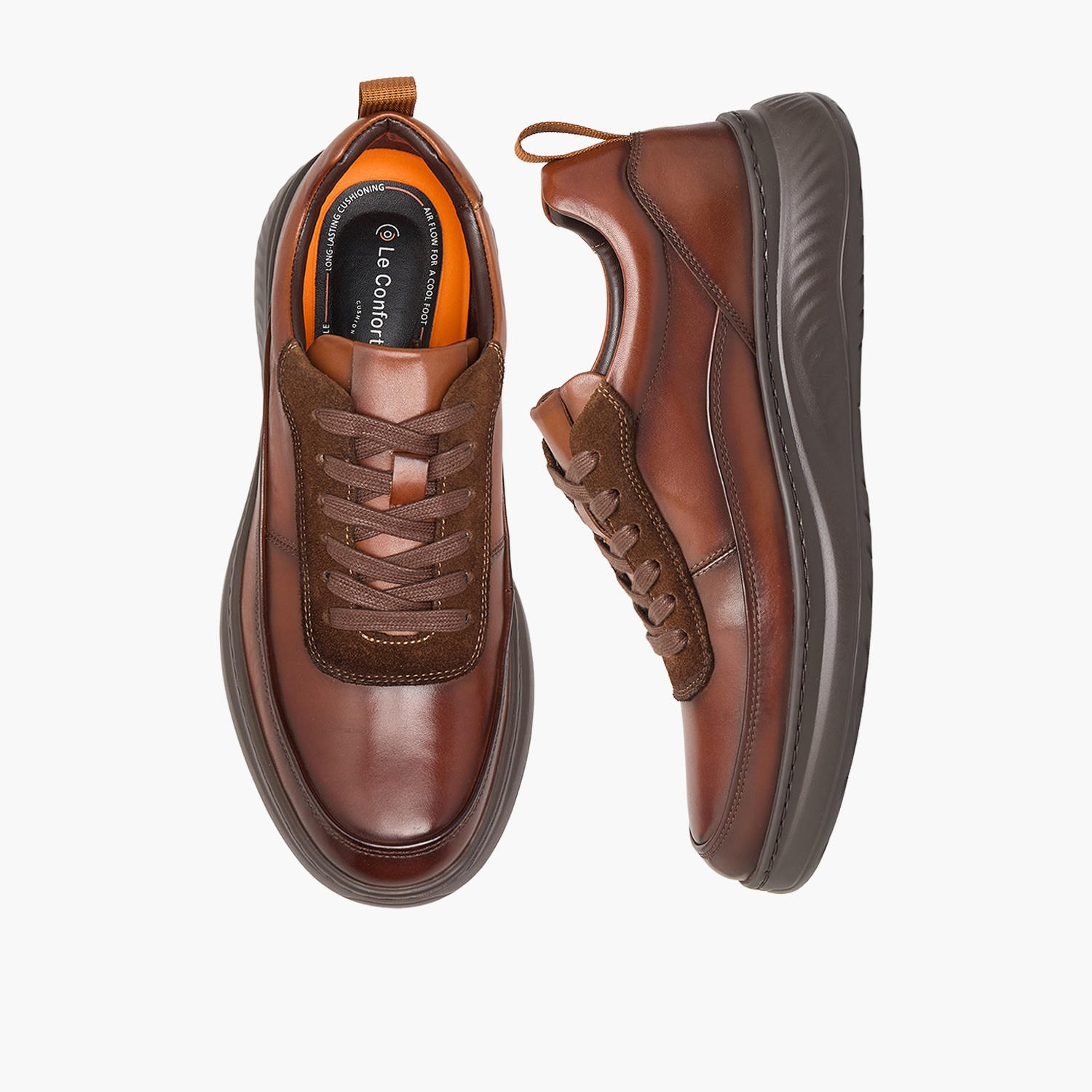 حذاء سنيكرز جلد للكاحل ورباط إغلاق للرجال من لو كونفورت-men-shoes-sneakers-image-1