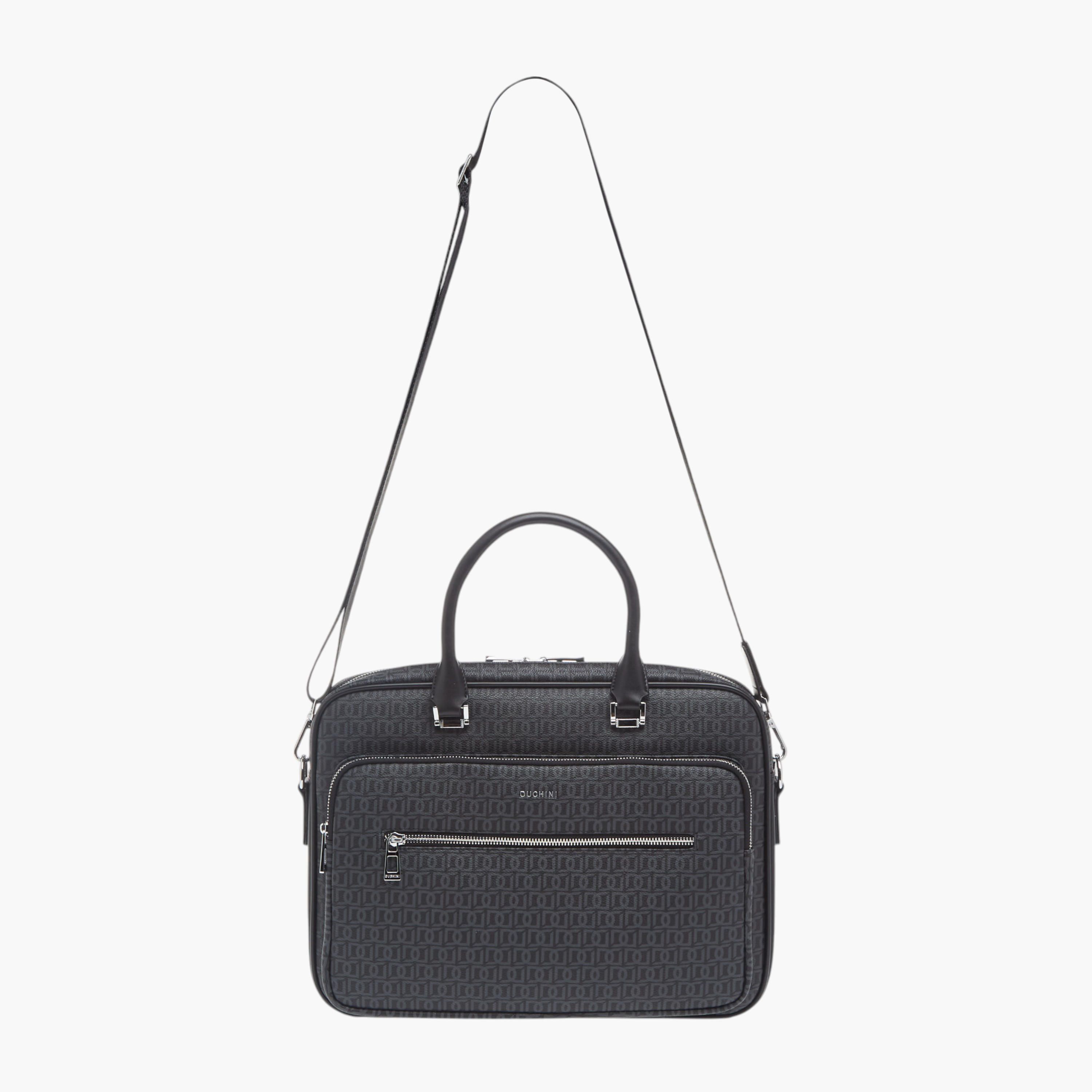 Duchini All-Over Monogram Print Laptop Bag with Handles and Adjustable Strap-men-bags-image-3