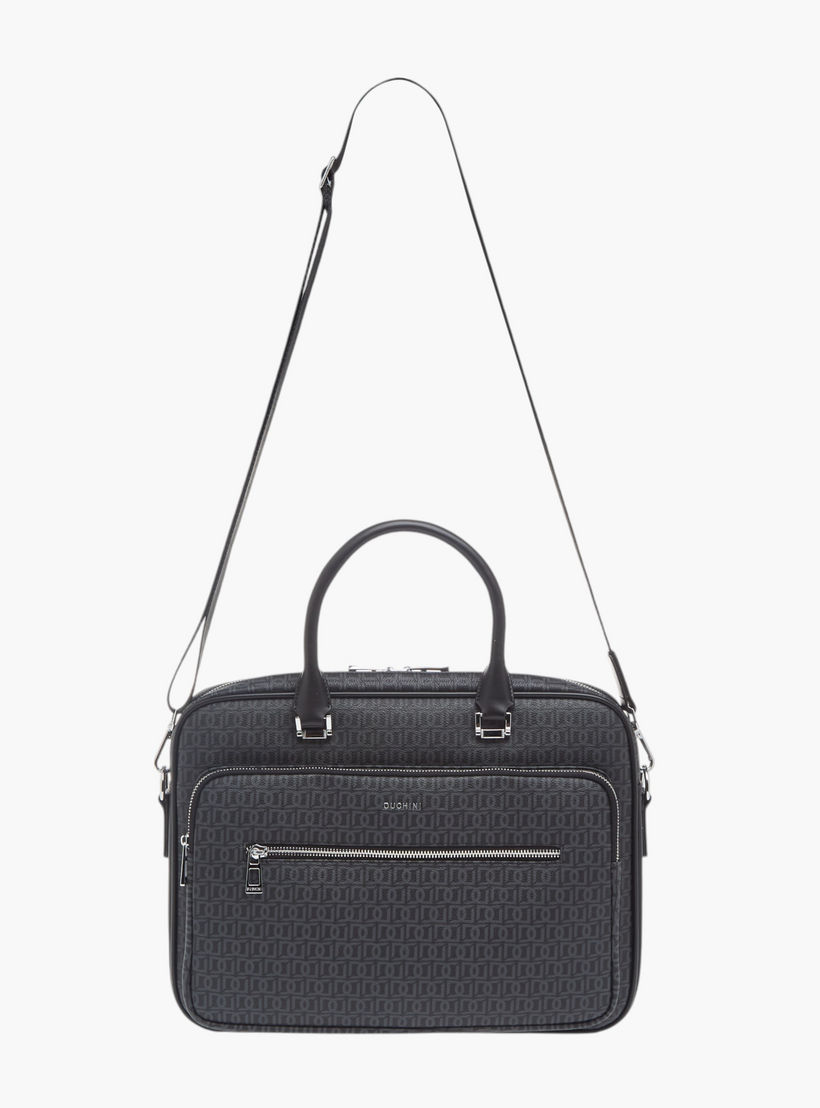 Duchini All-Over Monogram Print Laptop Bag with Handles and Adjustable Strap-men-bags-image-3