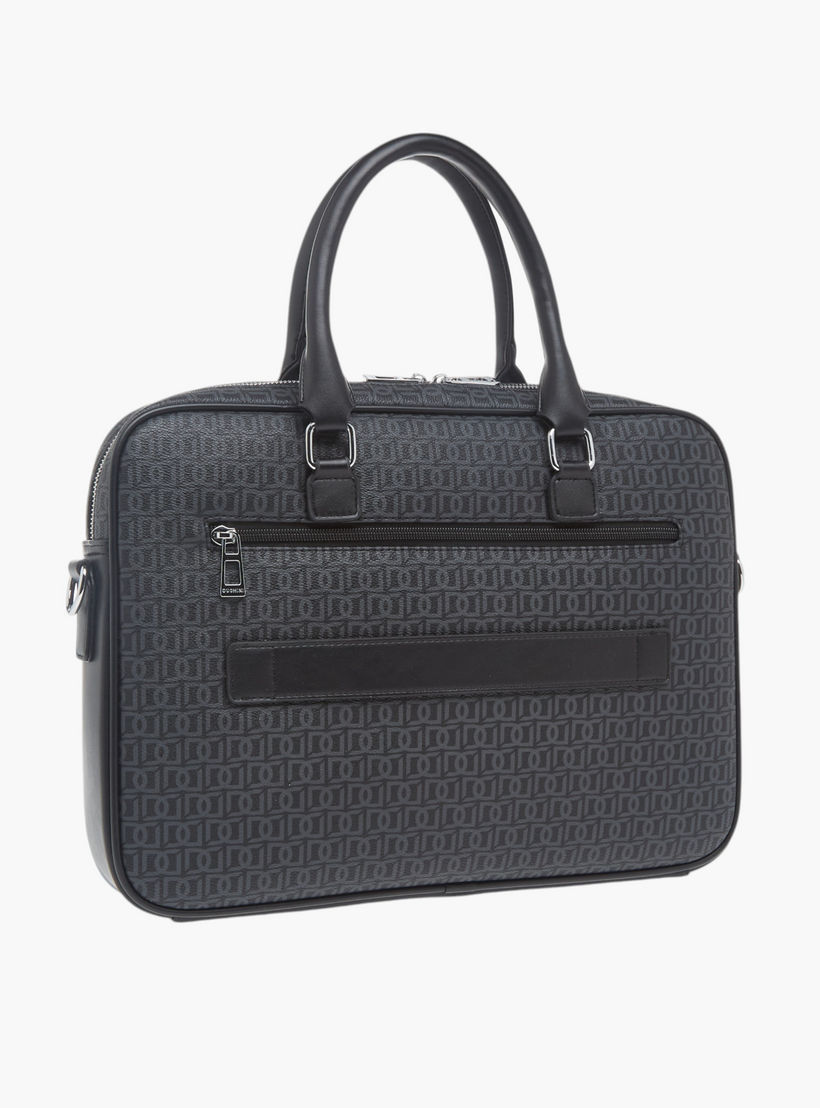 Duchini All-Over Monogram Print Laptop Bag with Handles and Adjustable Strap-men-bags-image-4