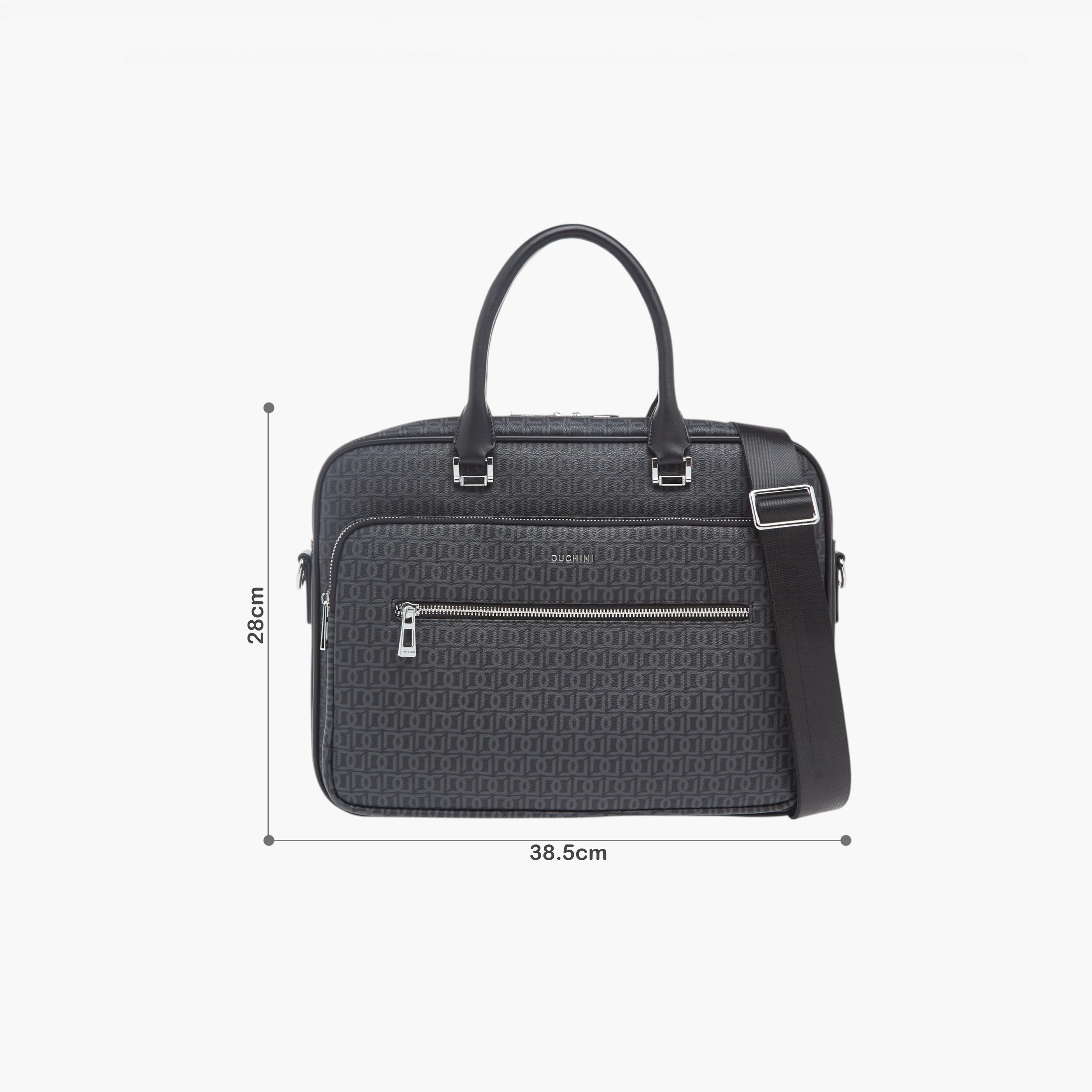 Duchini All-Over Monogram Print Laptop Bag with Handles and Adjustable Strap-men-bags-image-2
