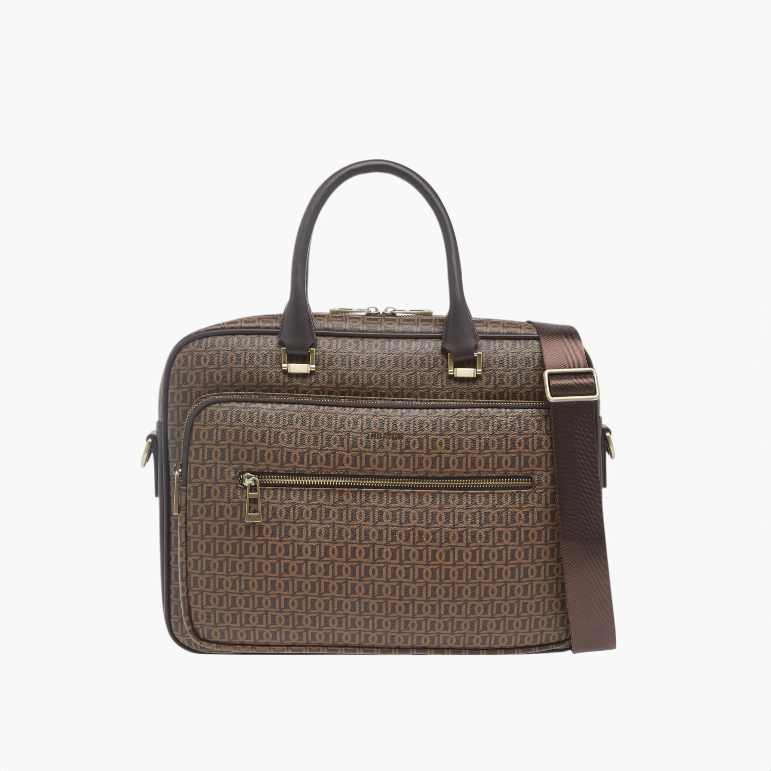 شنطة لابتوب بطبعة مونوغرام مع مقابض وحزام قابل للتعديل من دوتشيني-men-bags-image-1