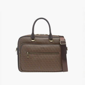 Duchini All-Over Monogram Print Laptop Bag with Handles and Adjustable Strap-men-image-1