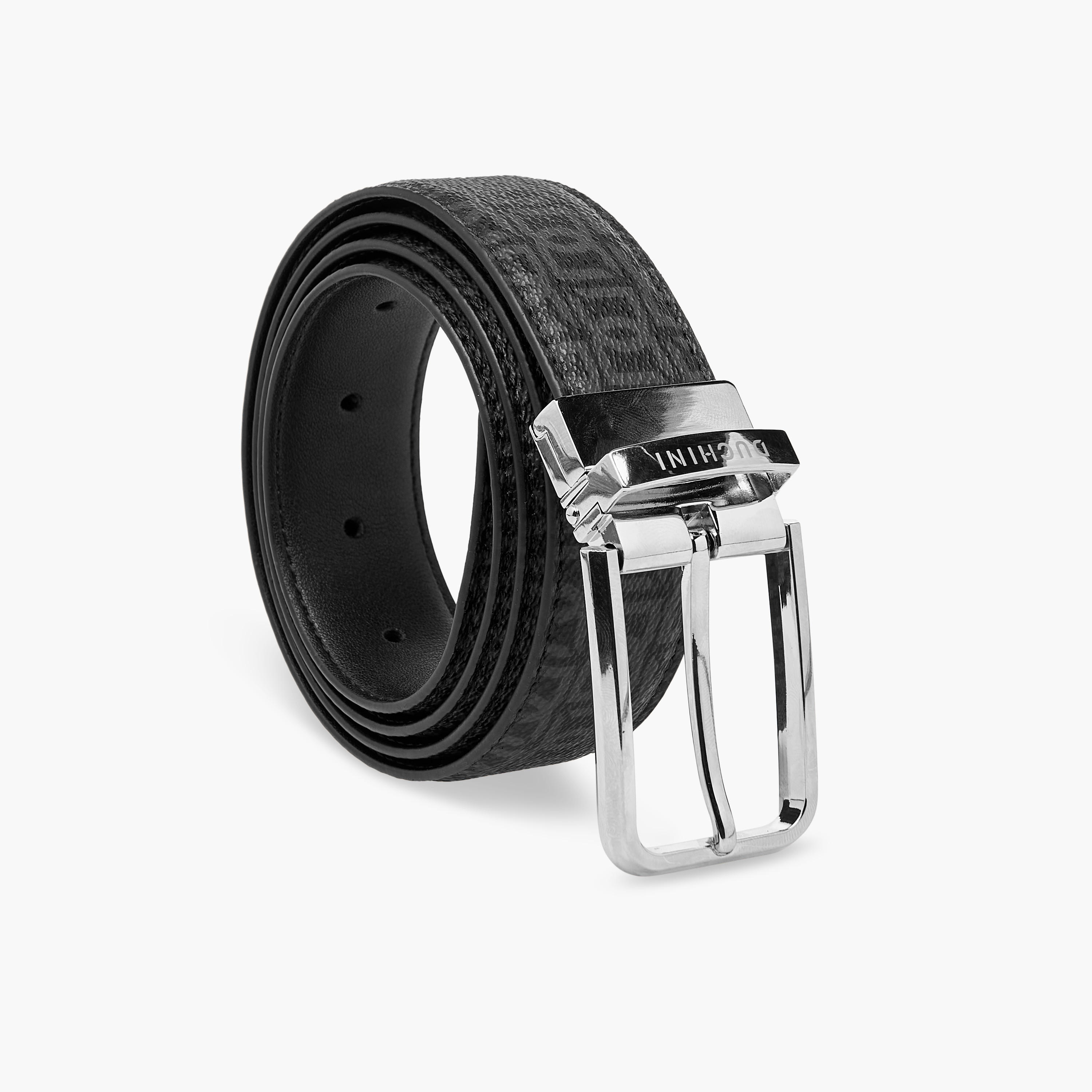 Duchini Men's Monogram Print Belt with Pin Buckle Closure-men-beltsandwallets-belts-image-1