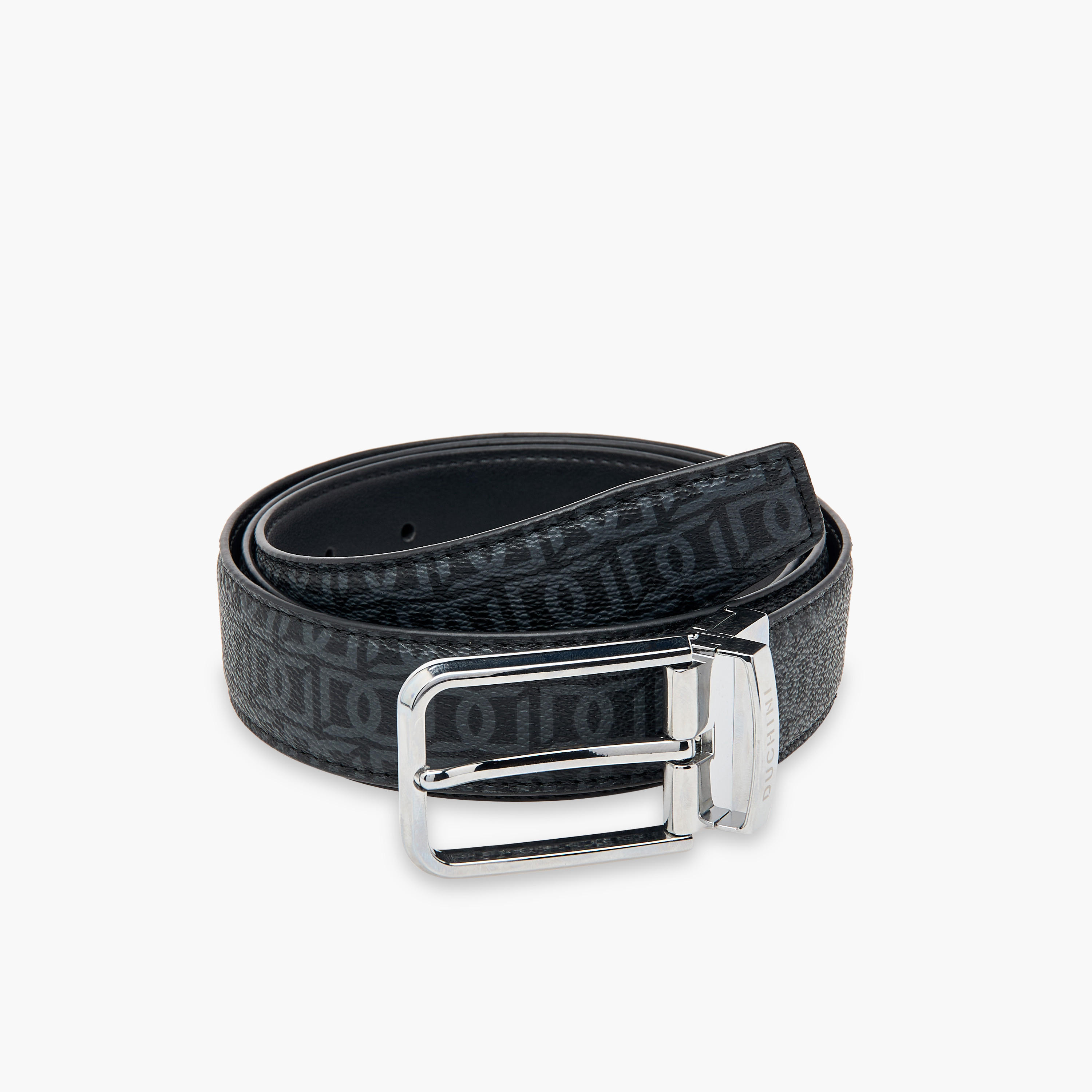 Duchini Men's Monogram Print Belt with Pin Buckle Closure-men-beltsandwallets-belts-image-2