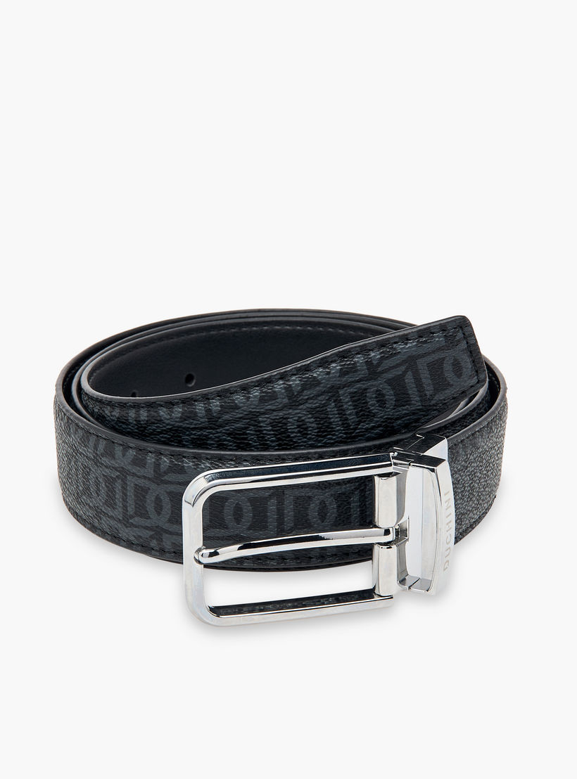 Duchini Men's Monogram Print Belt with Pin Buckle Closure-men-beltsandwallets-belts-image-2