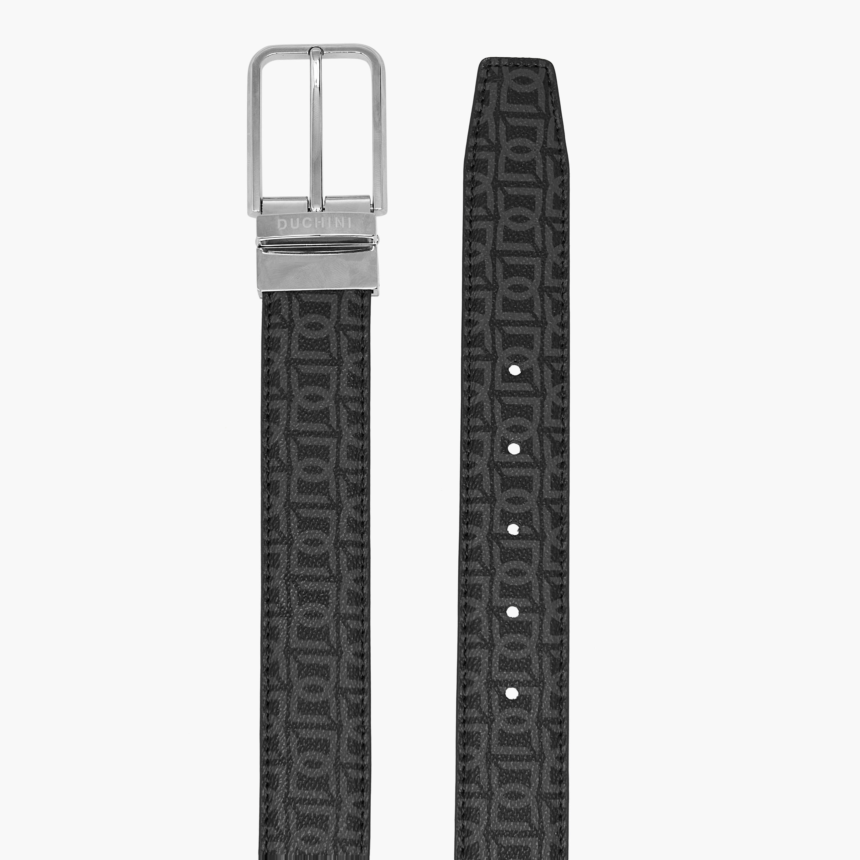 Duchini Men's Monogram Print Belt with Pin Buckle Closure-men-beltsandwallets-belts-image-5
