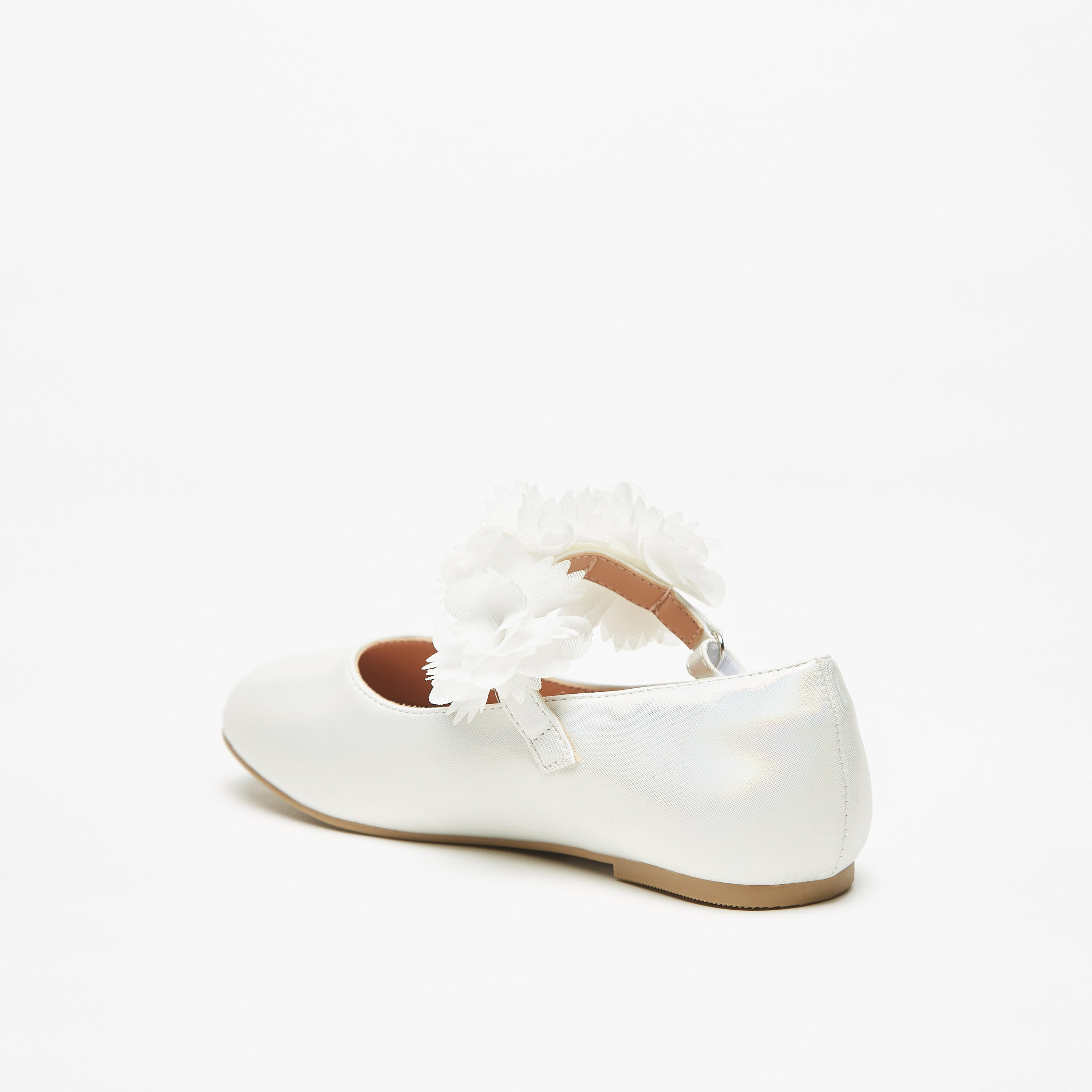 Celeste Girls' Floral Accented Ballerina Shoes with Hook and Loop Closure-girls-shoes-maryjanes-image-2