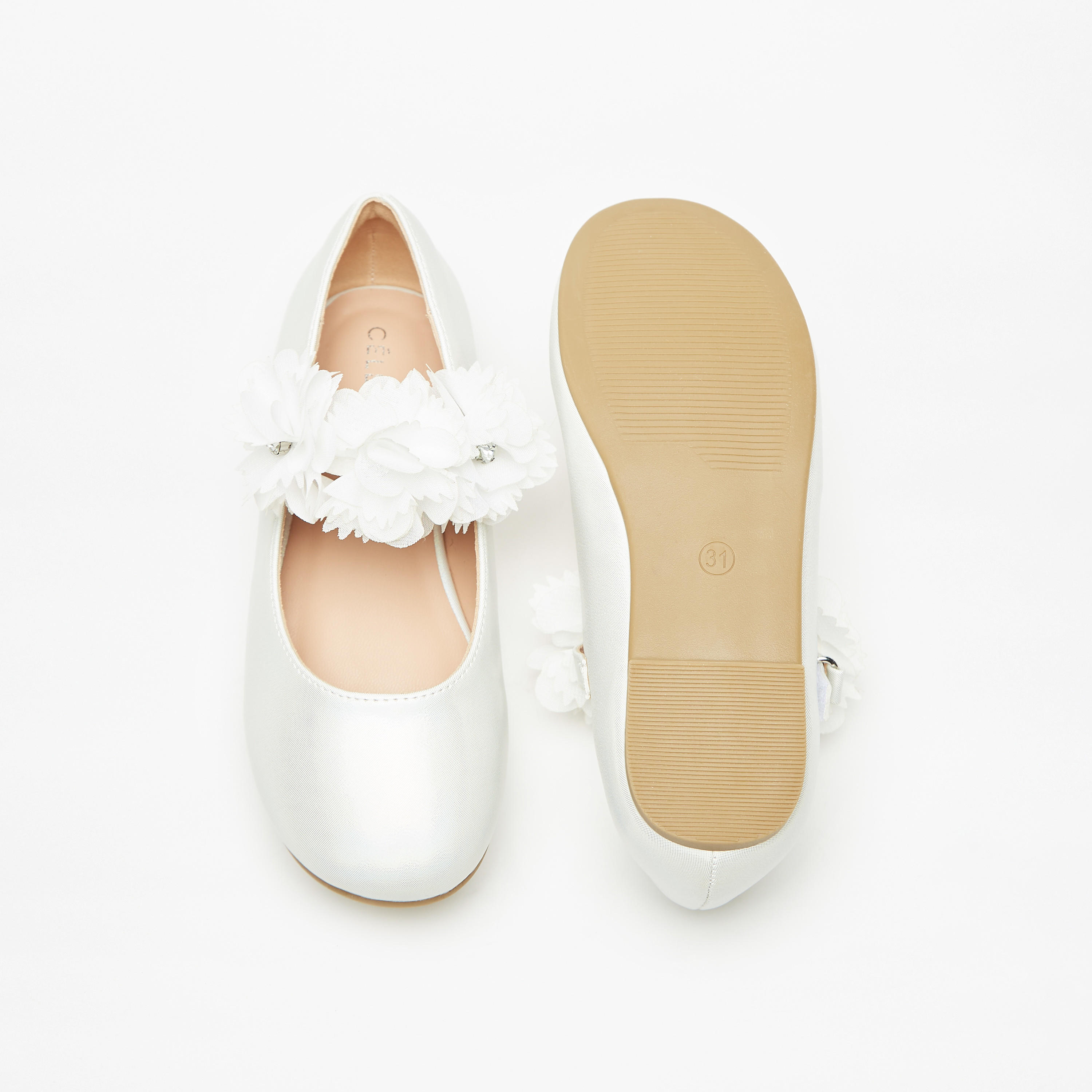 Celeste Girls' Floral Accented Ballerina Shoes with Hook and Loop Closure-girls-shoes-maryjanes-image-4