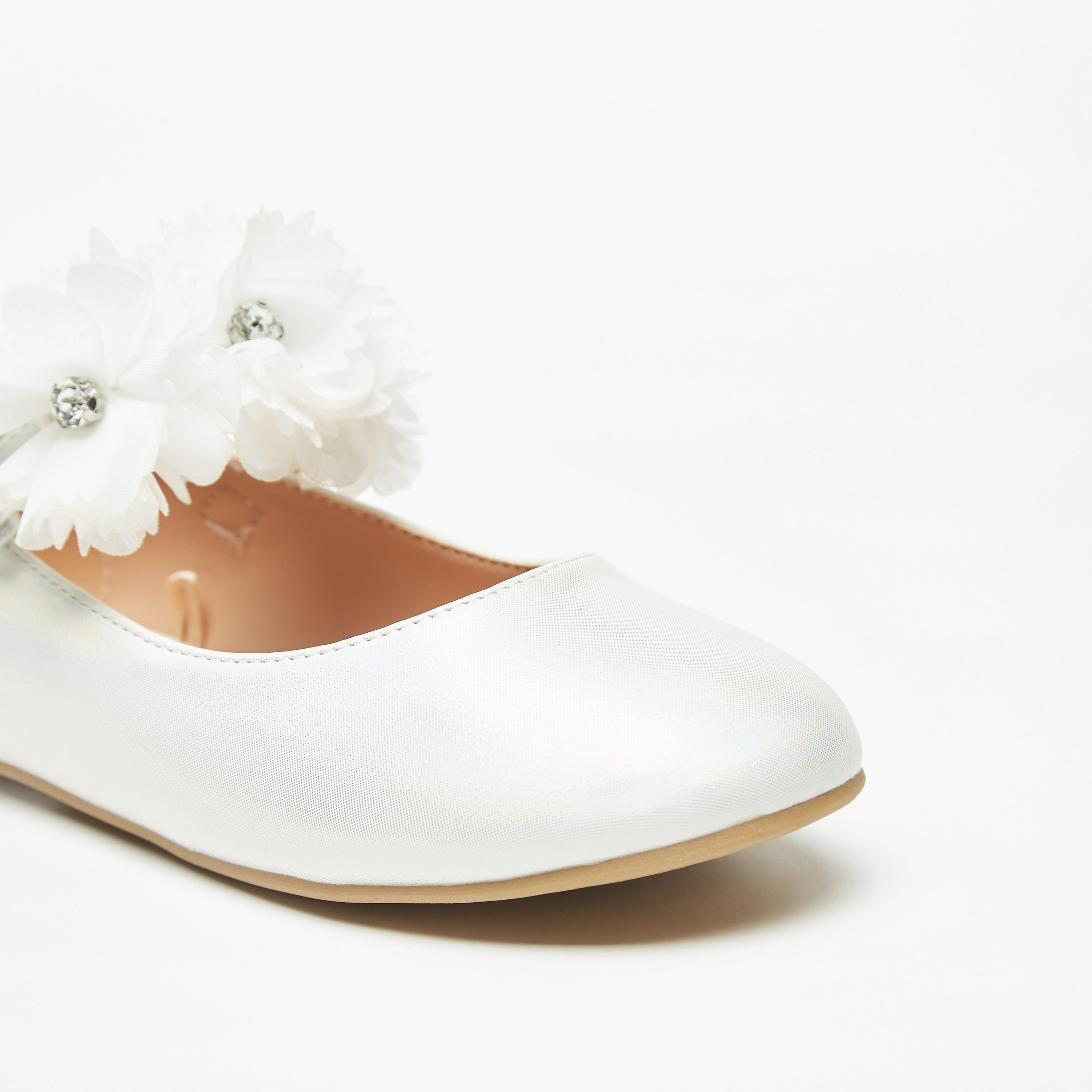 Celeste Girls' Floral Accented Ballerina Shoes with Hook and Loop Closure-girls-shoes-maryjanes-image-5