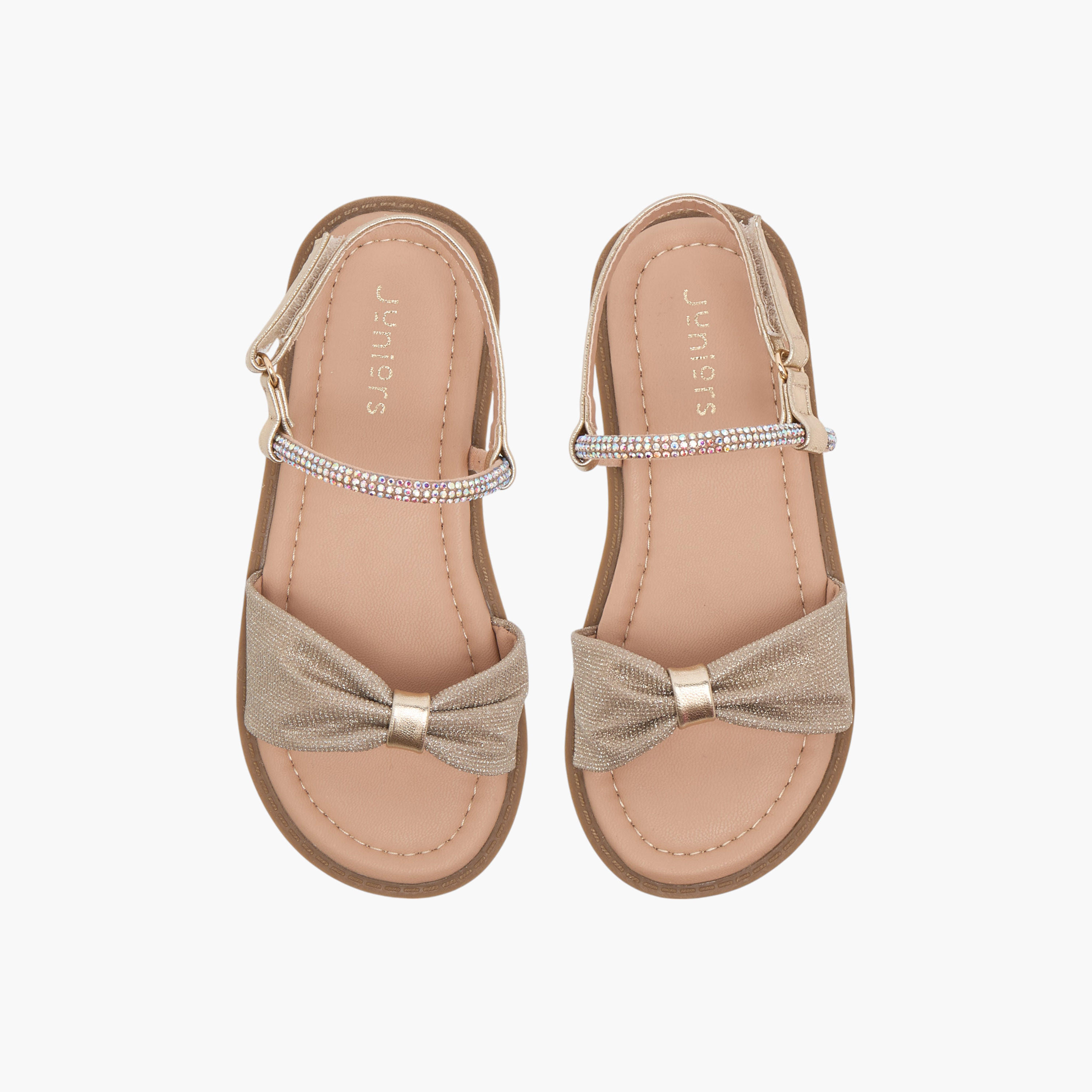 Juniors Embellished Sandals with Hook and Loop Closure-girls-shoes-sandals-image-1