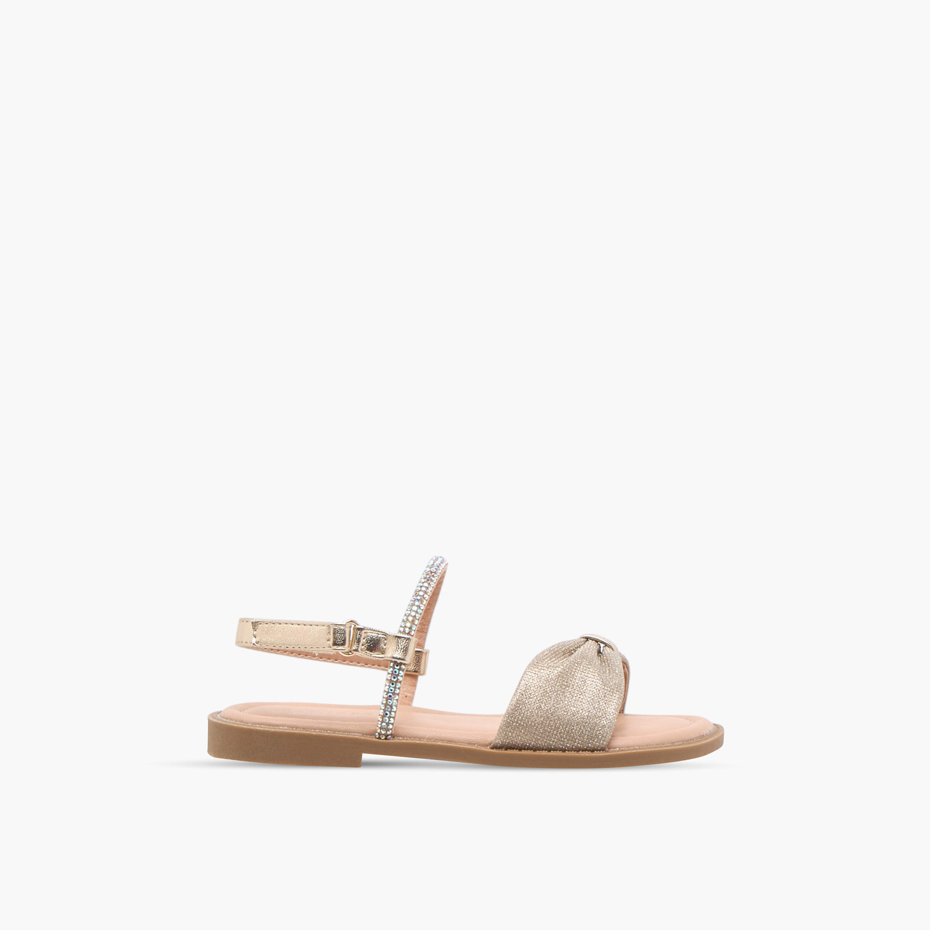 Juniors Embellished Sandals with Hook and Loop Closure-girls-shoes-sandals-image-2
