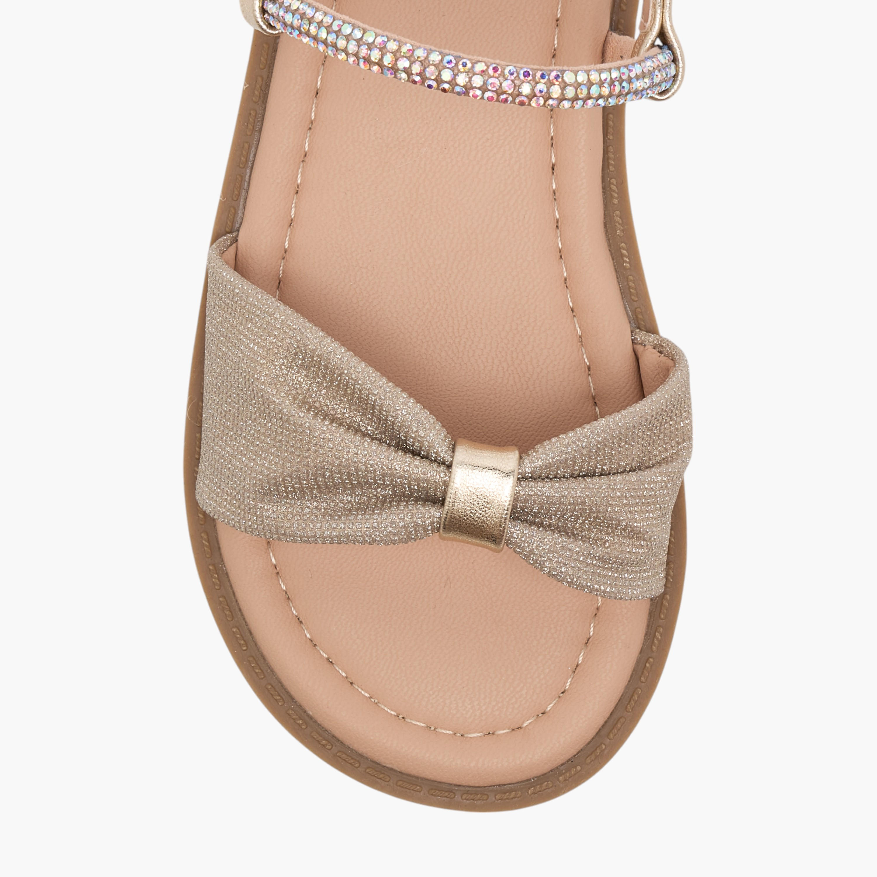 Juniors Embellished Sandals with Hook and Loop Closure-girls-shoes-sandals-image-3