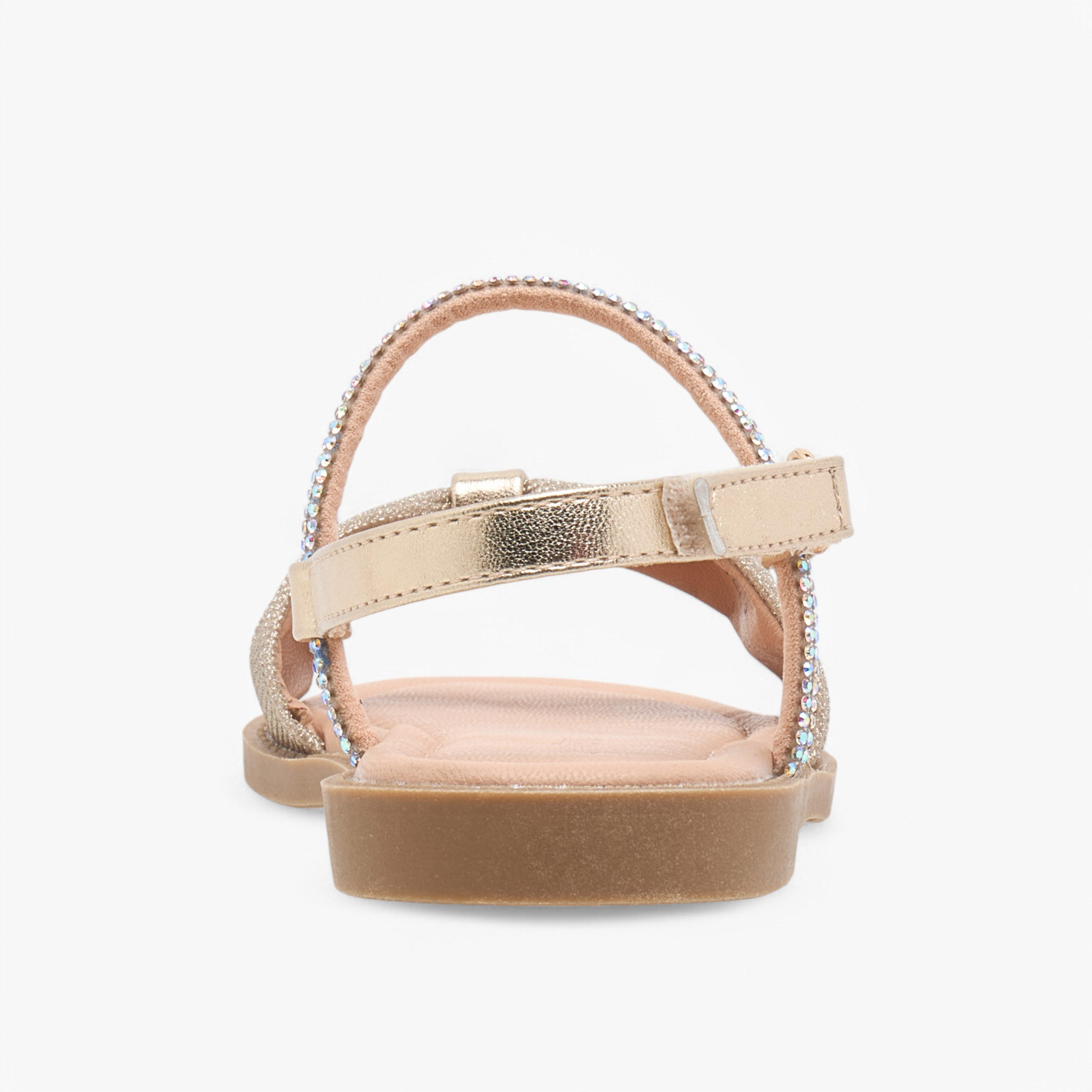 Juniors Embellished Sandals with Hook and Loop Closure-girls-shoes-sandals-image-4