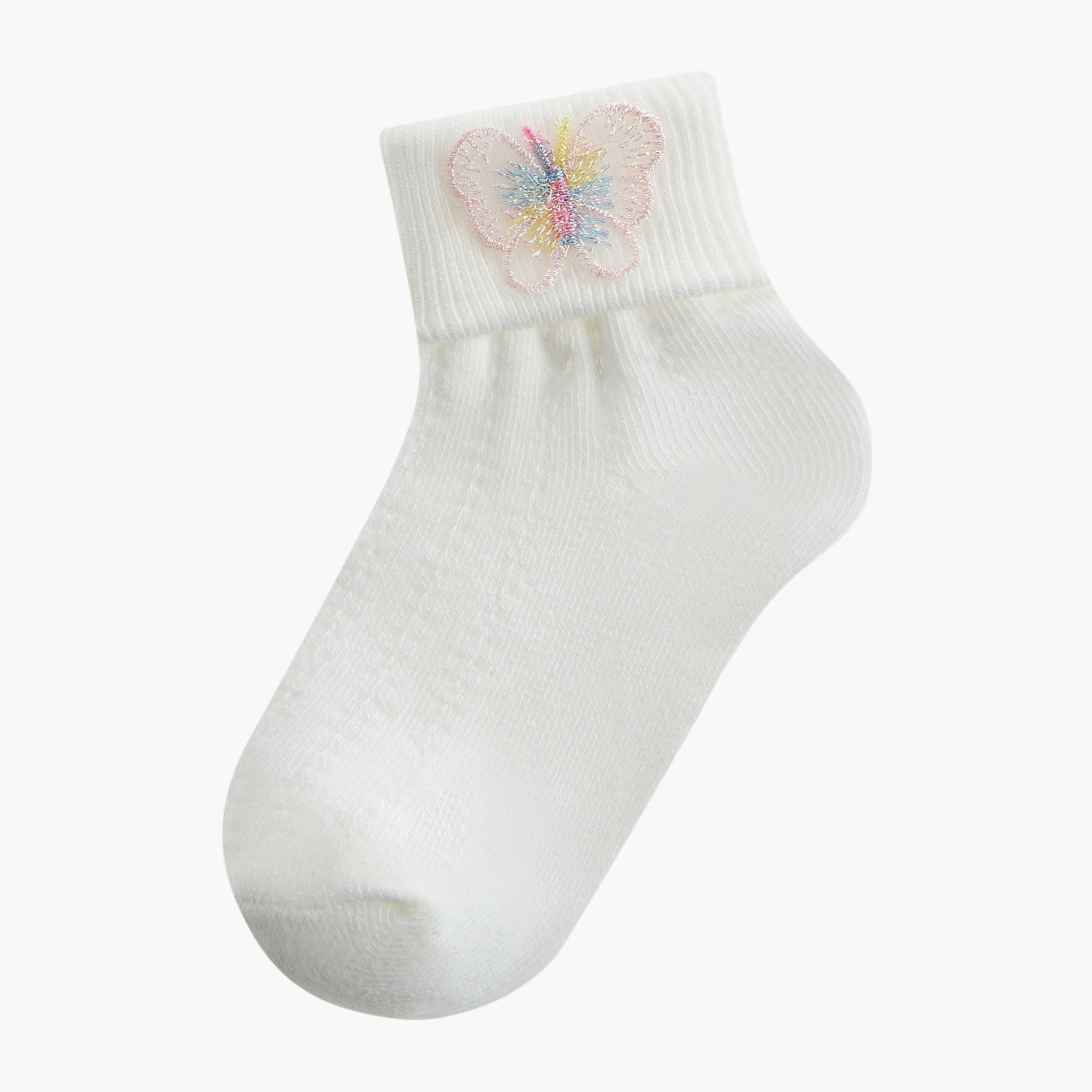 Pack of 2 Flora Bella Girls Socks with Butterfly Embroidery-girls-accessories-socks-image-2