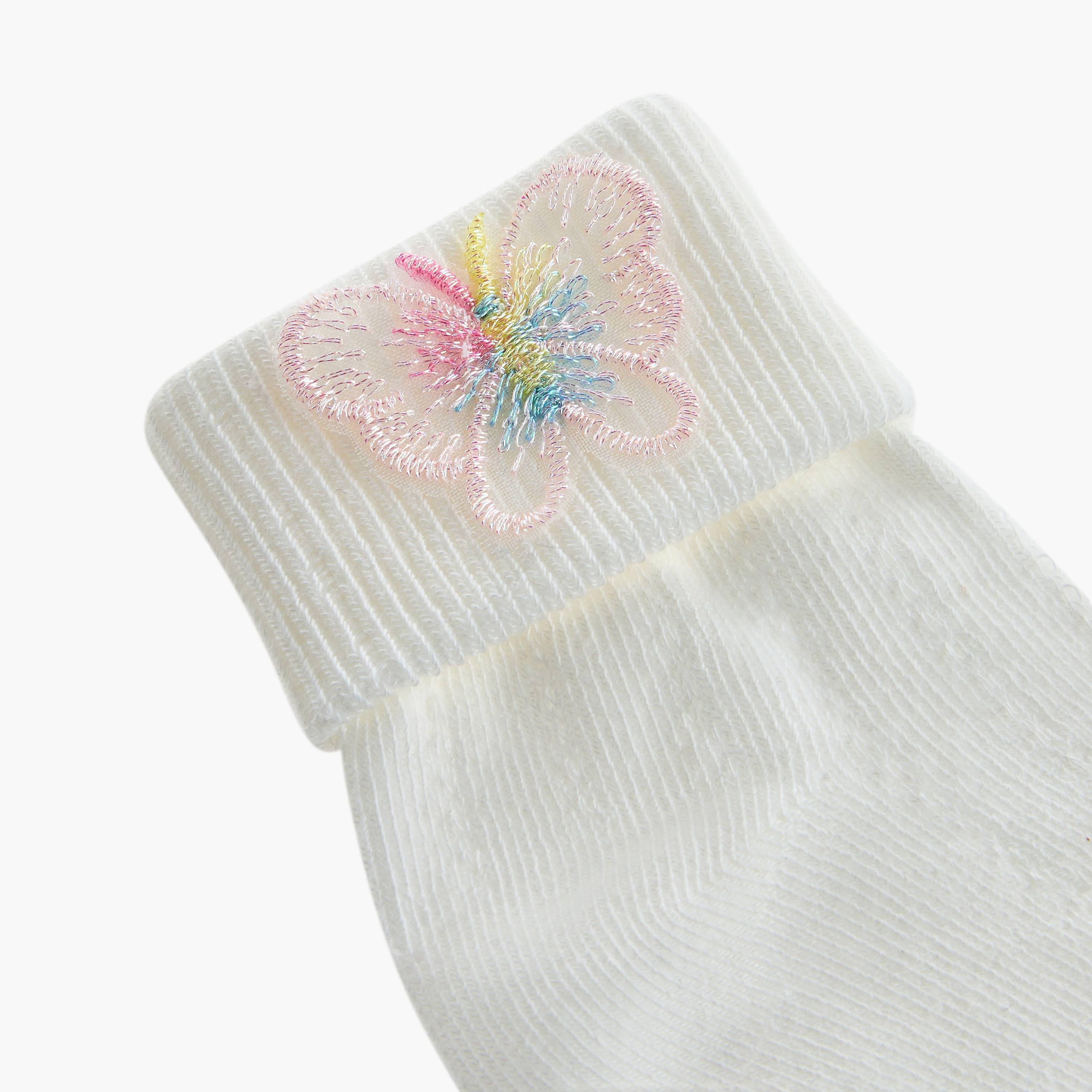 Pack of 2 Flora Bella Girls Socks with Butterfly Embroidery-girls-accessories-socks-image-3