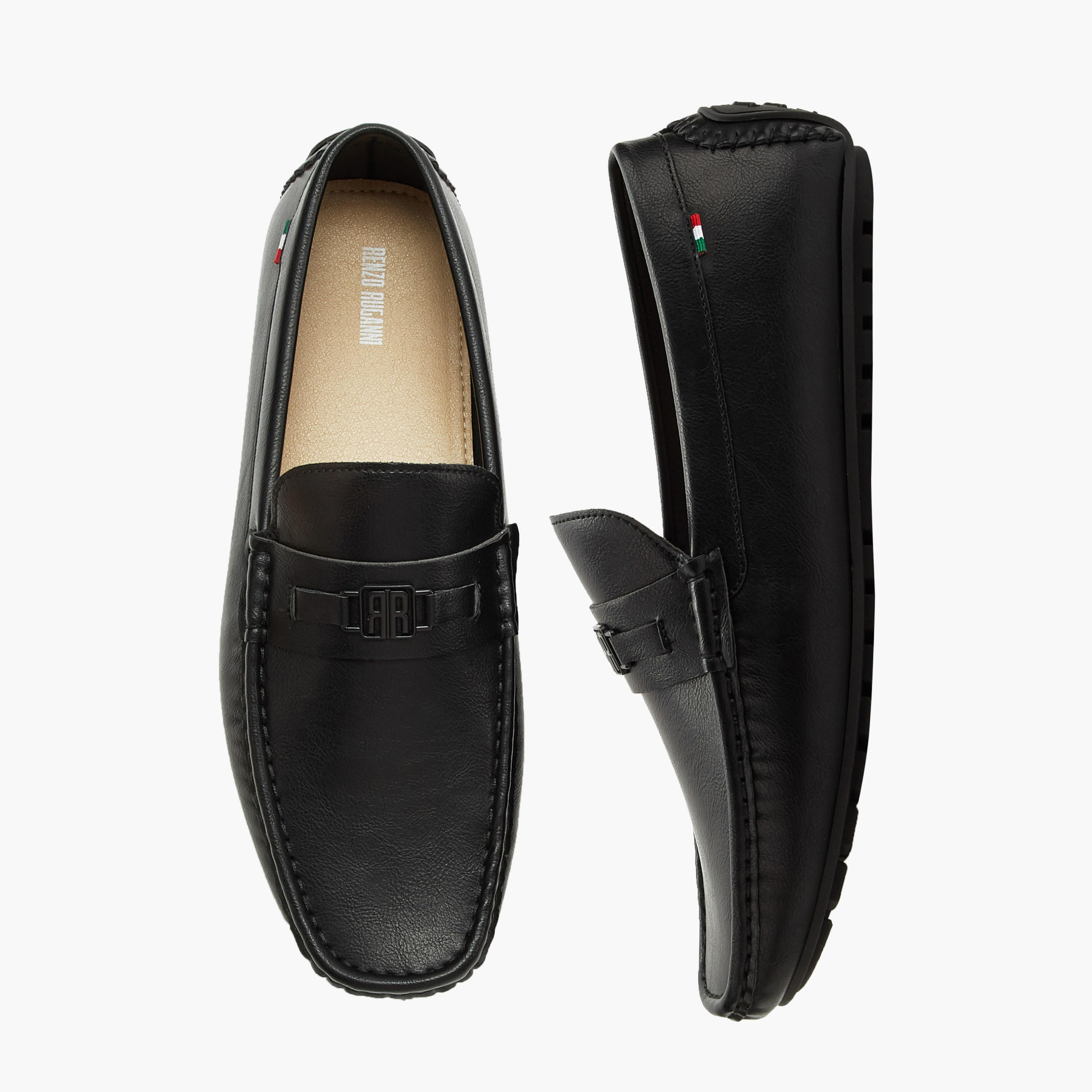 حذاء موكاسين سهل الارتداء بزينة شعار للرجال من رينزو روغاني-men-shoes-loafersandmoccasins-image-1