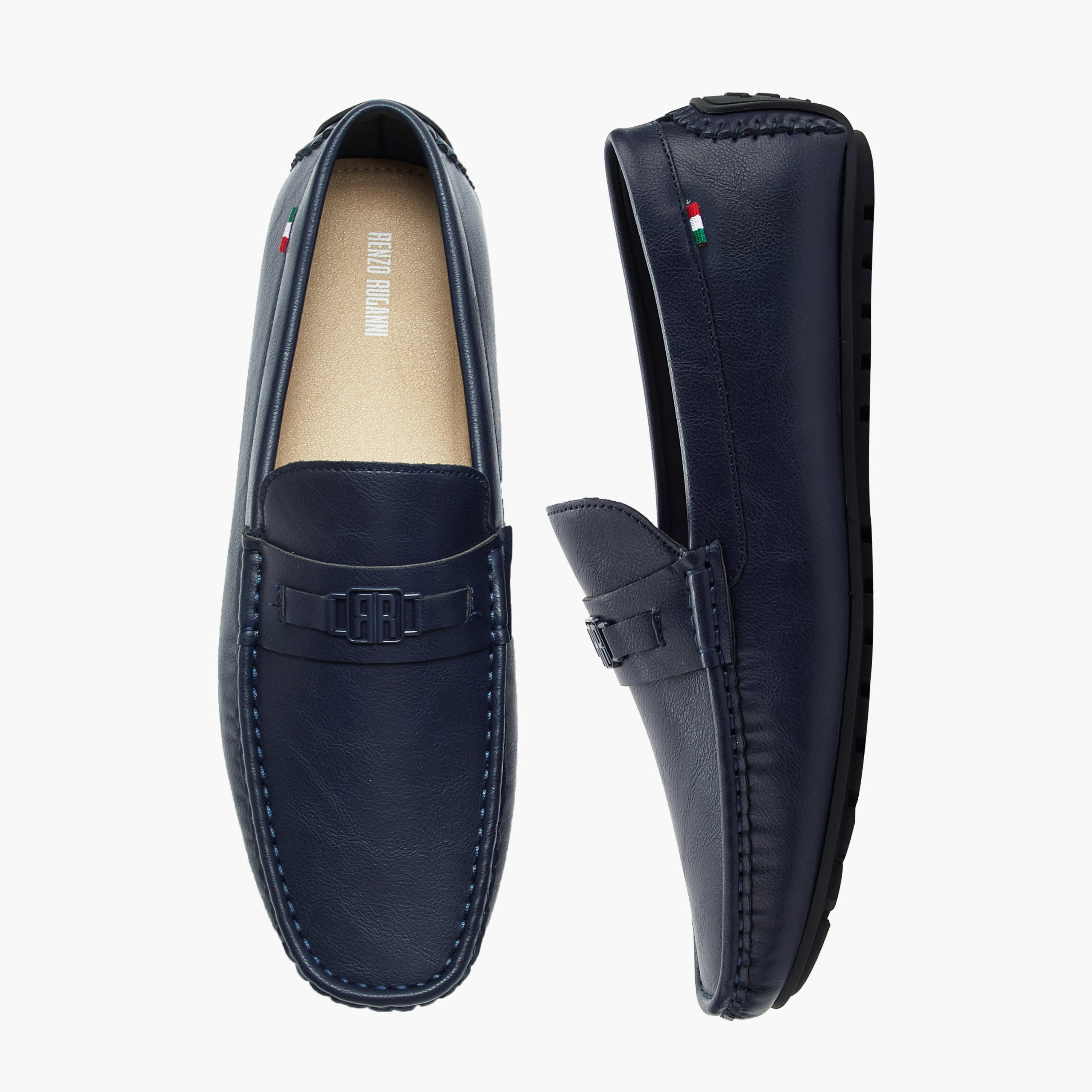 حذاء موكاسين سهل الارتداء بزينة شعار للرجال من رينزو روغاني-men-shoes-loafersandmoccasins-image-1
