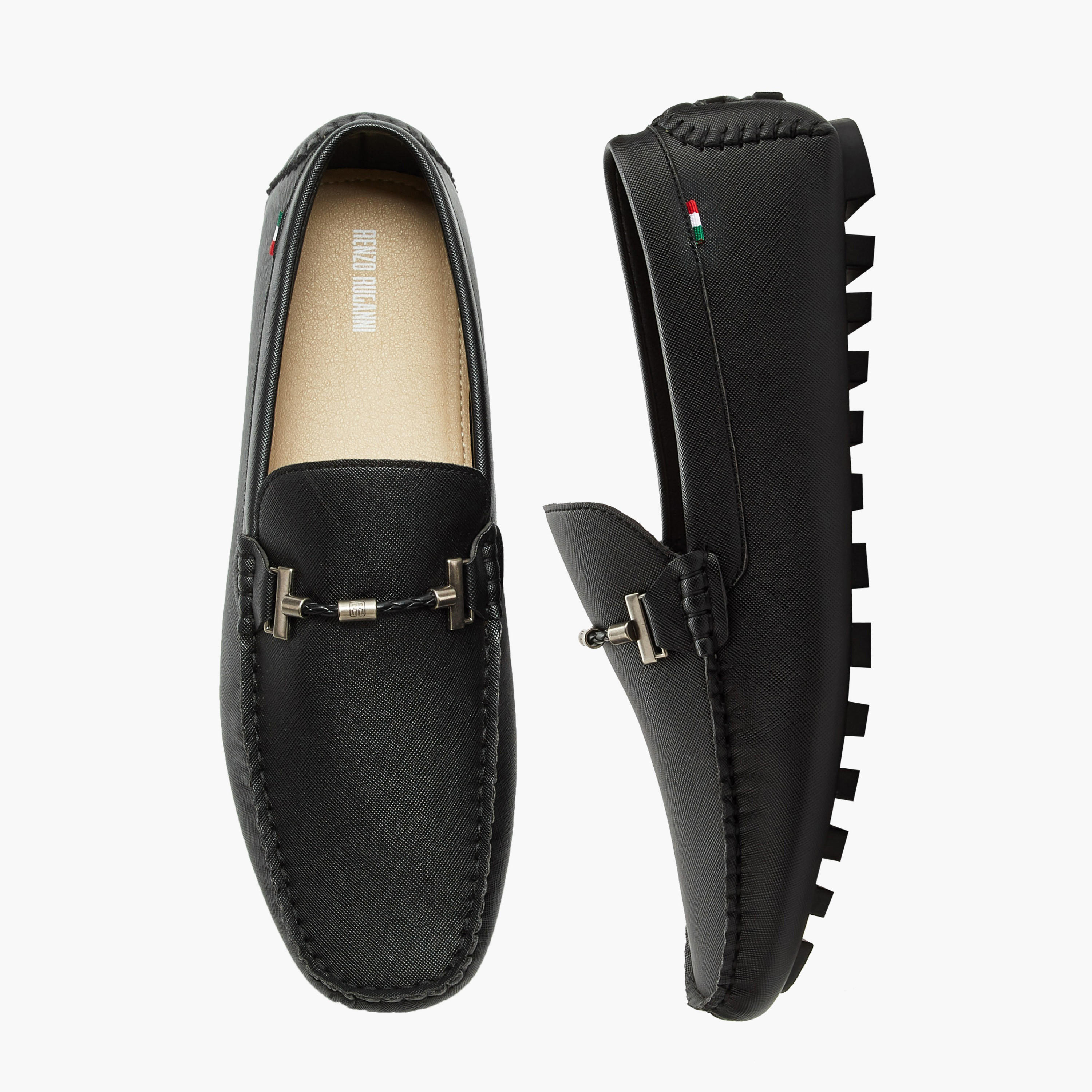 حذاء موكاسين بارز الملمس سهل الارتداء للرجال من رينزو روغاني-men-shoes-loafersandmoccasins-image-1