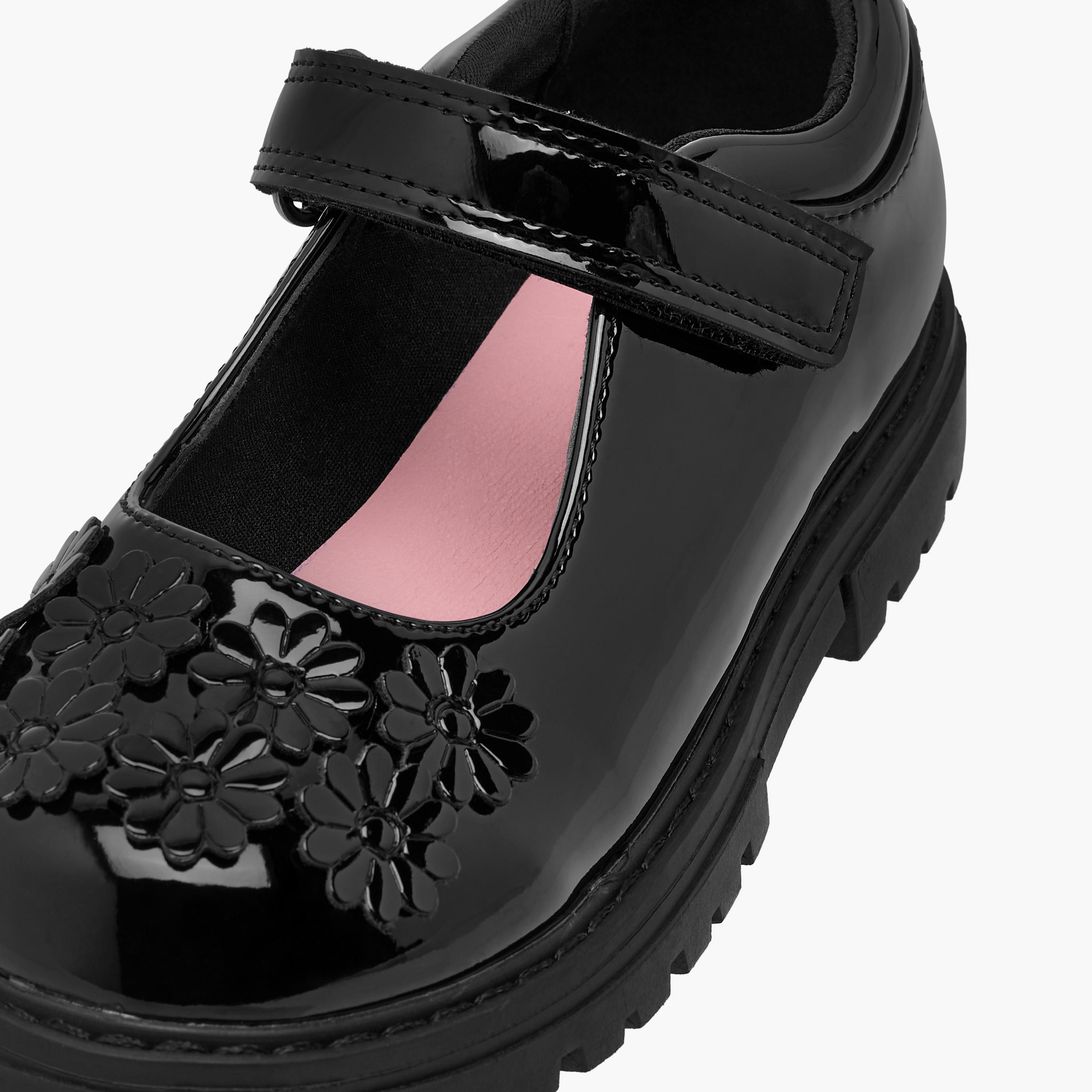 حذاء مدرسي ماري جين بزخارف زهرية وشريط إغلاق لاصق من جونيورز-girls-shoes-maryjanes-image-6