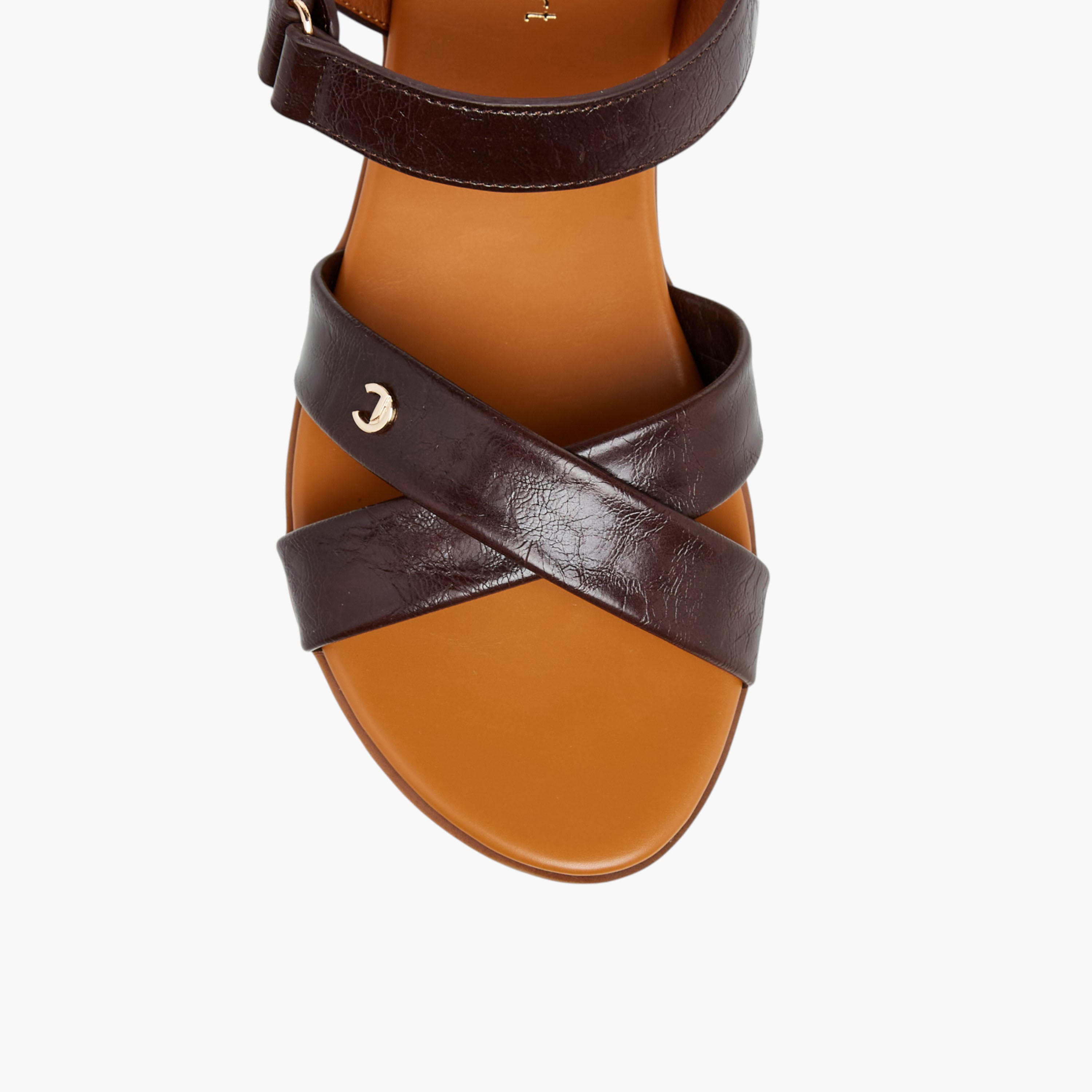 صندل سادة بأحزمة متقاطعة وشريط إغلاق لاصق من لو كونفورت-women-shoes-flats-sandals-image-3