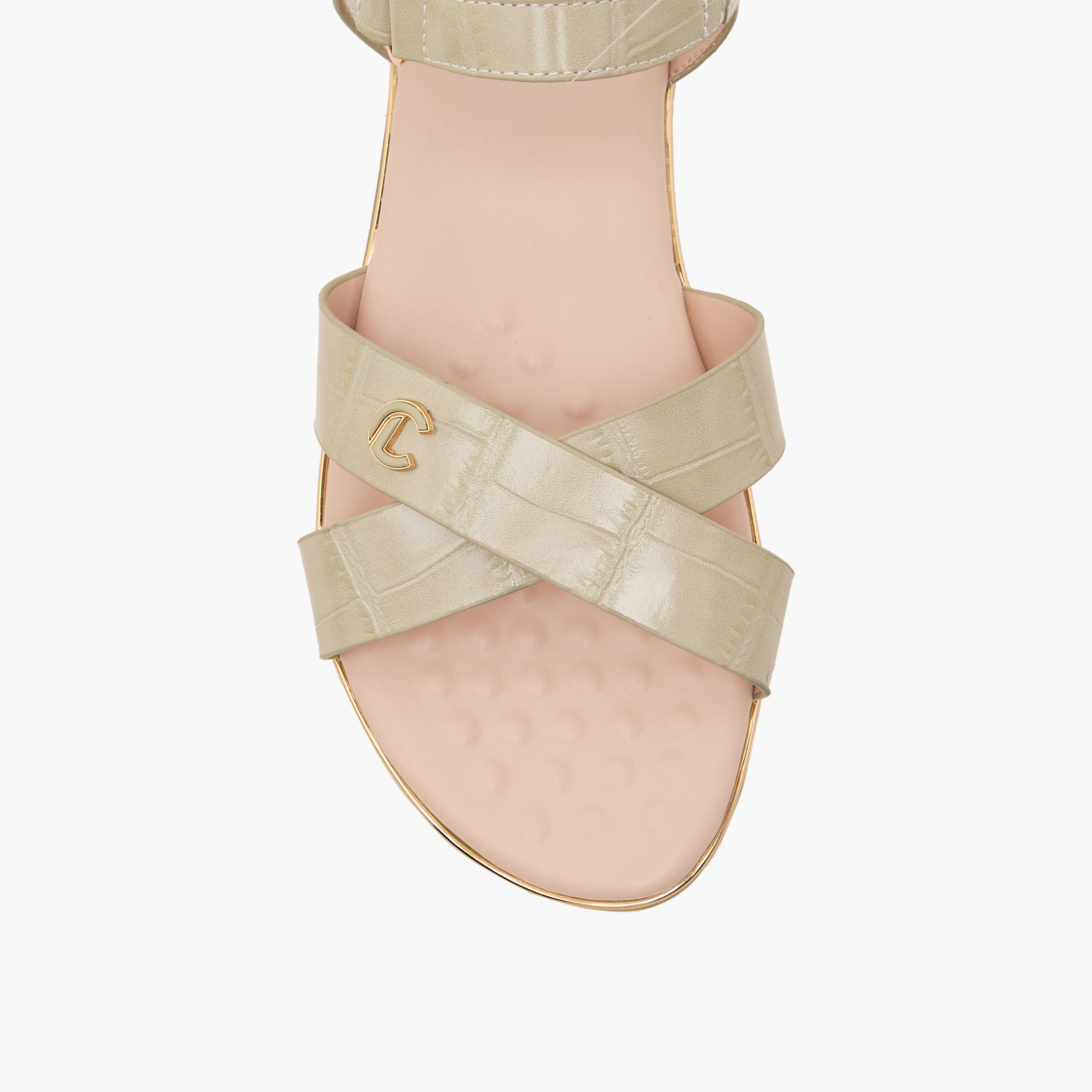 Le Confort Women Textured Cross Strap Sandals-women-shoes-flats-sandals-image-3