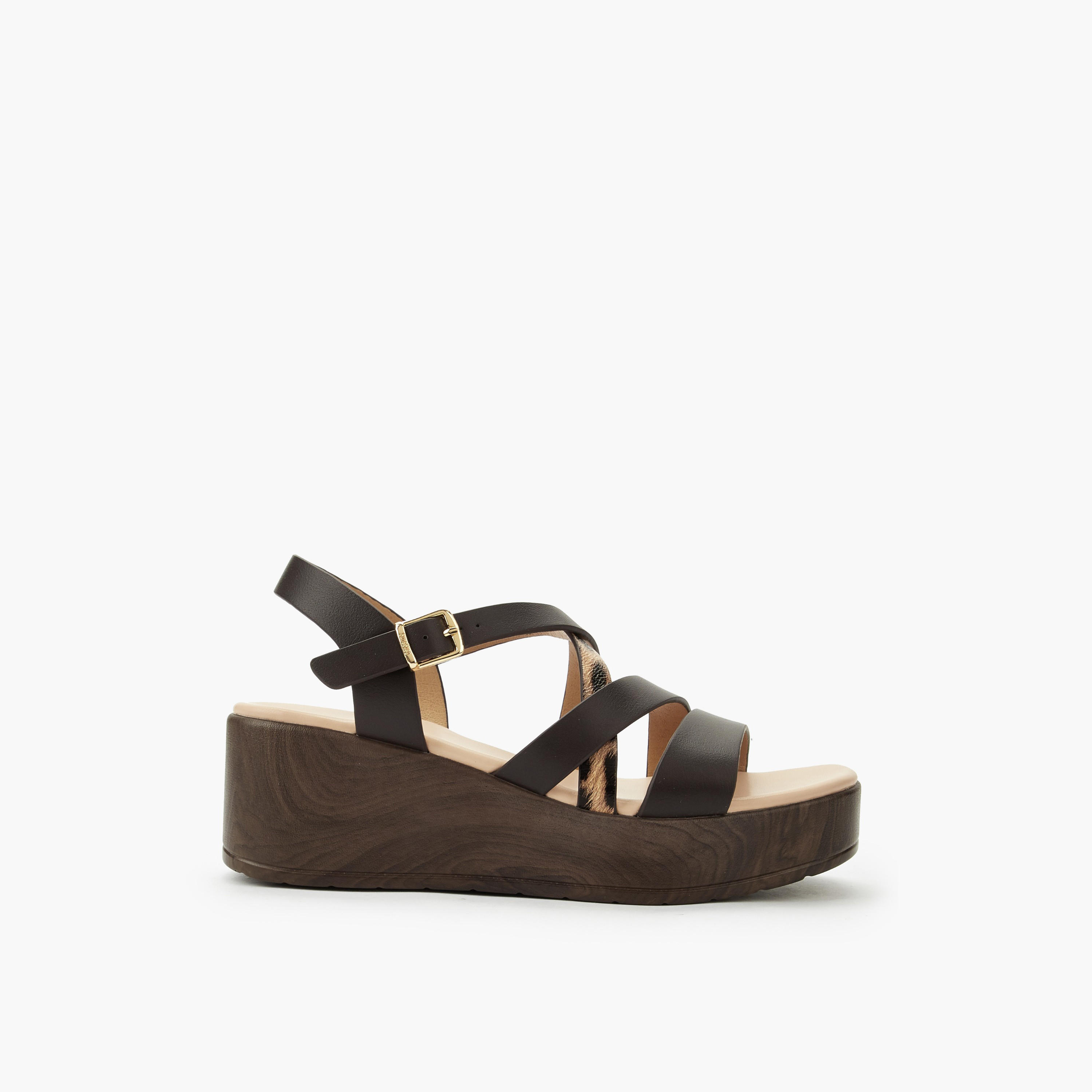 صندل فلاتفورم معدني خفيف الوزن بأشرطة متقاطعة وملمس بارز للنساء من شورستيب-women-shoes-sandals-heeled-image-3