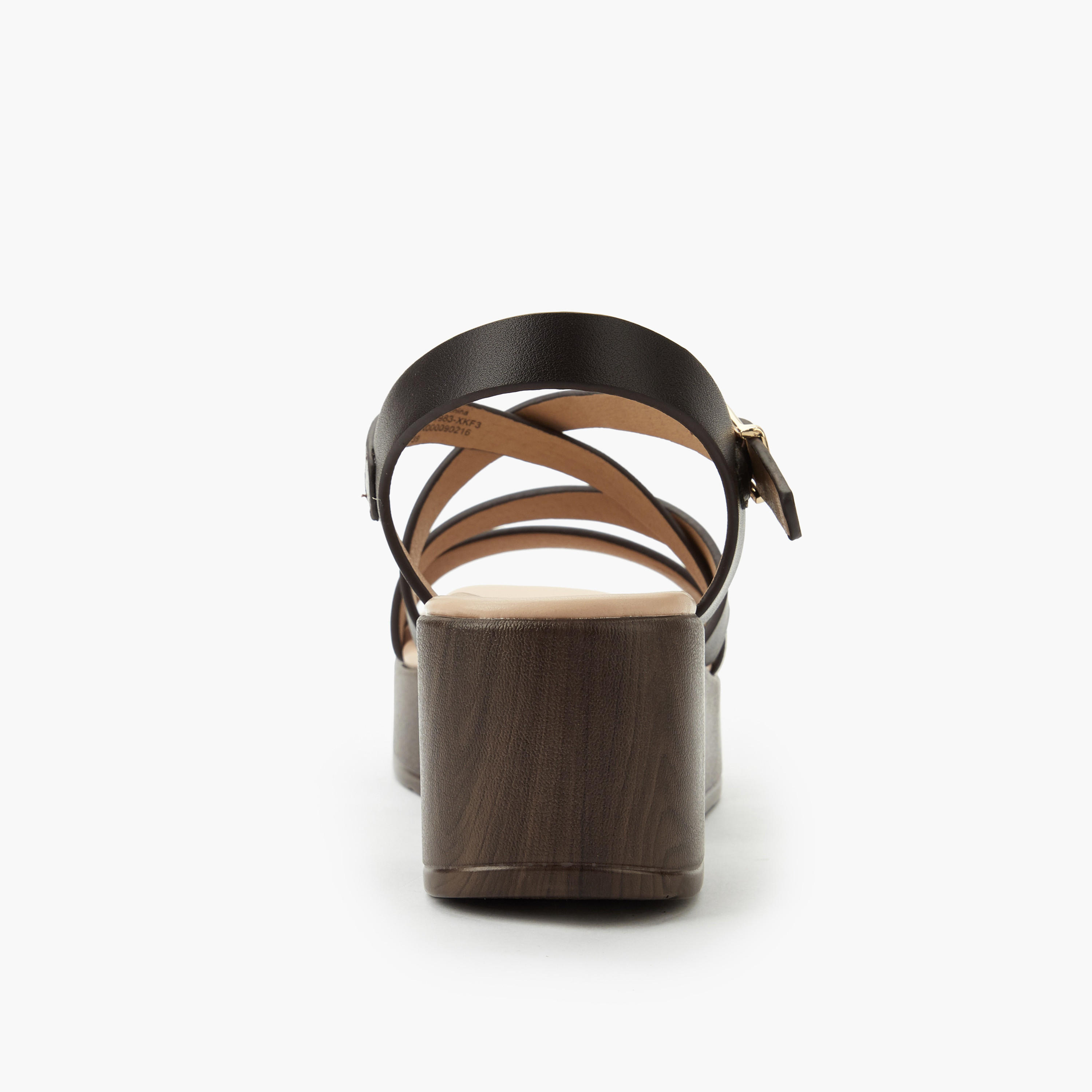 صندل فلاتفورم معدني خفيف الوزن بأشرطة متقاطعة وملمس بارز للنساء من شورستيب-women-shoes-sandals-heeled-image-4