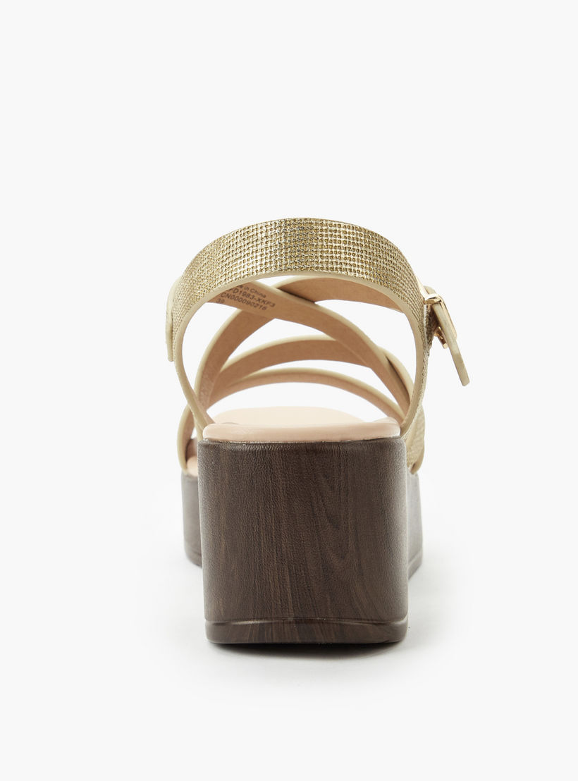 Surestep Women Lightweight Metallic Textured Cross Strap Flatform Sandals-women-shoes-sandals-heeled-image-4
