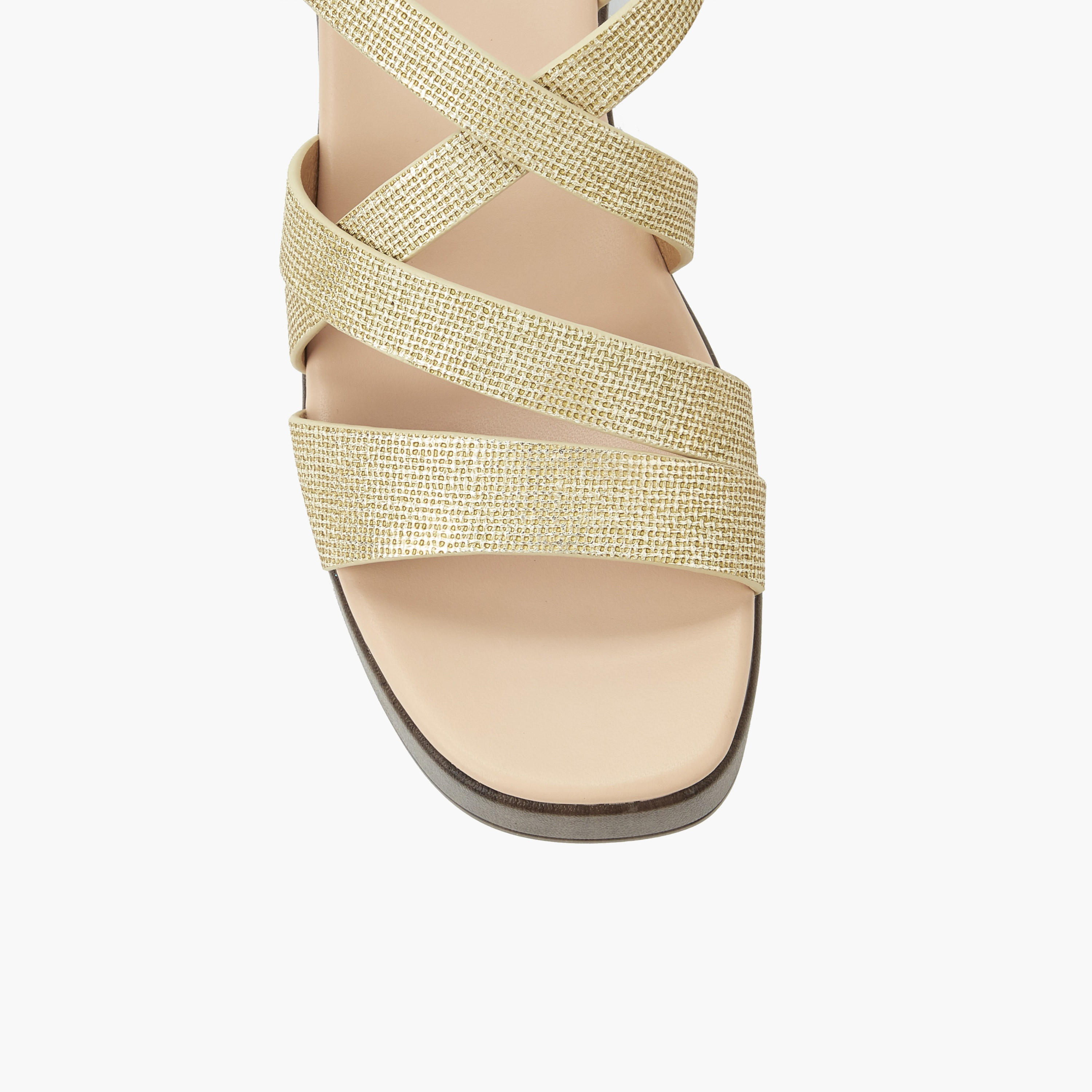 Surestep Women Lightweight Metallic Textured Cross Strap Flatform Sandals-women-shoes-sandals-heeled-image-5