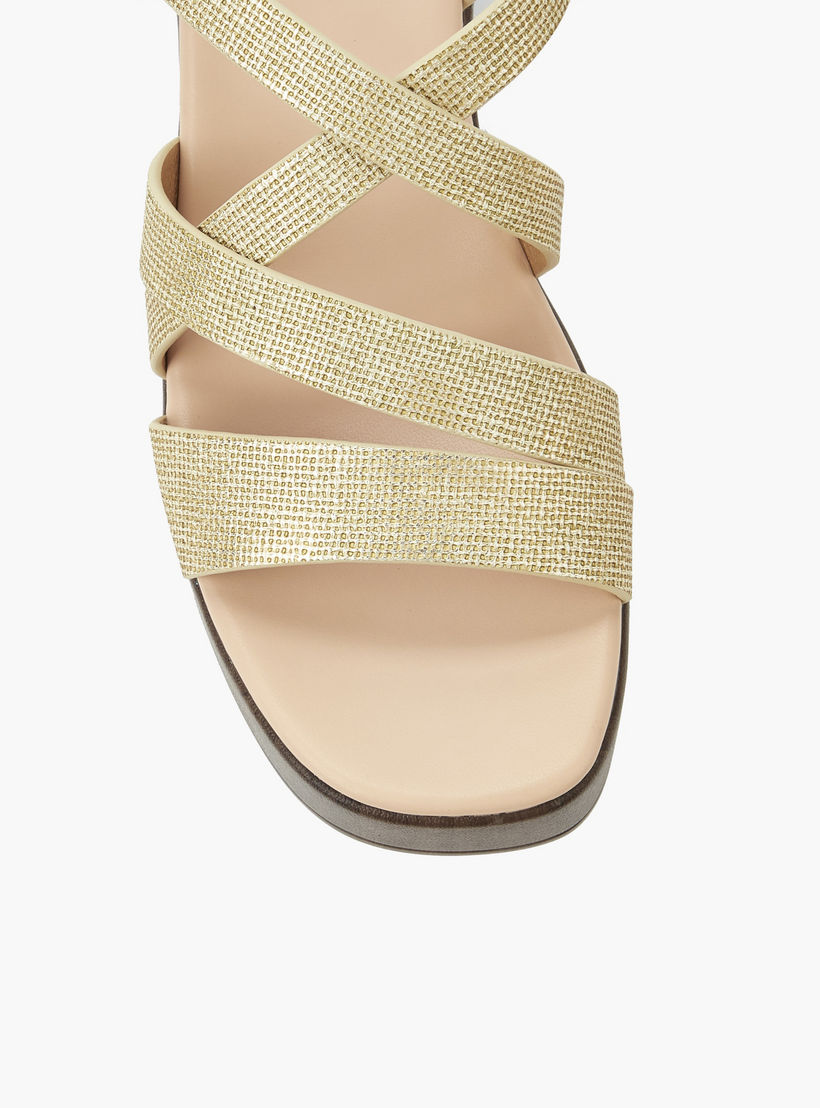 Surestep Women Lightweight Metallic Textured Cross Strap Flatform Sandals-women-shoes-sandals-heeled-image-5