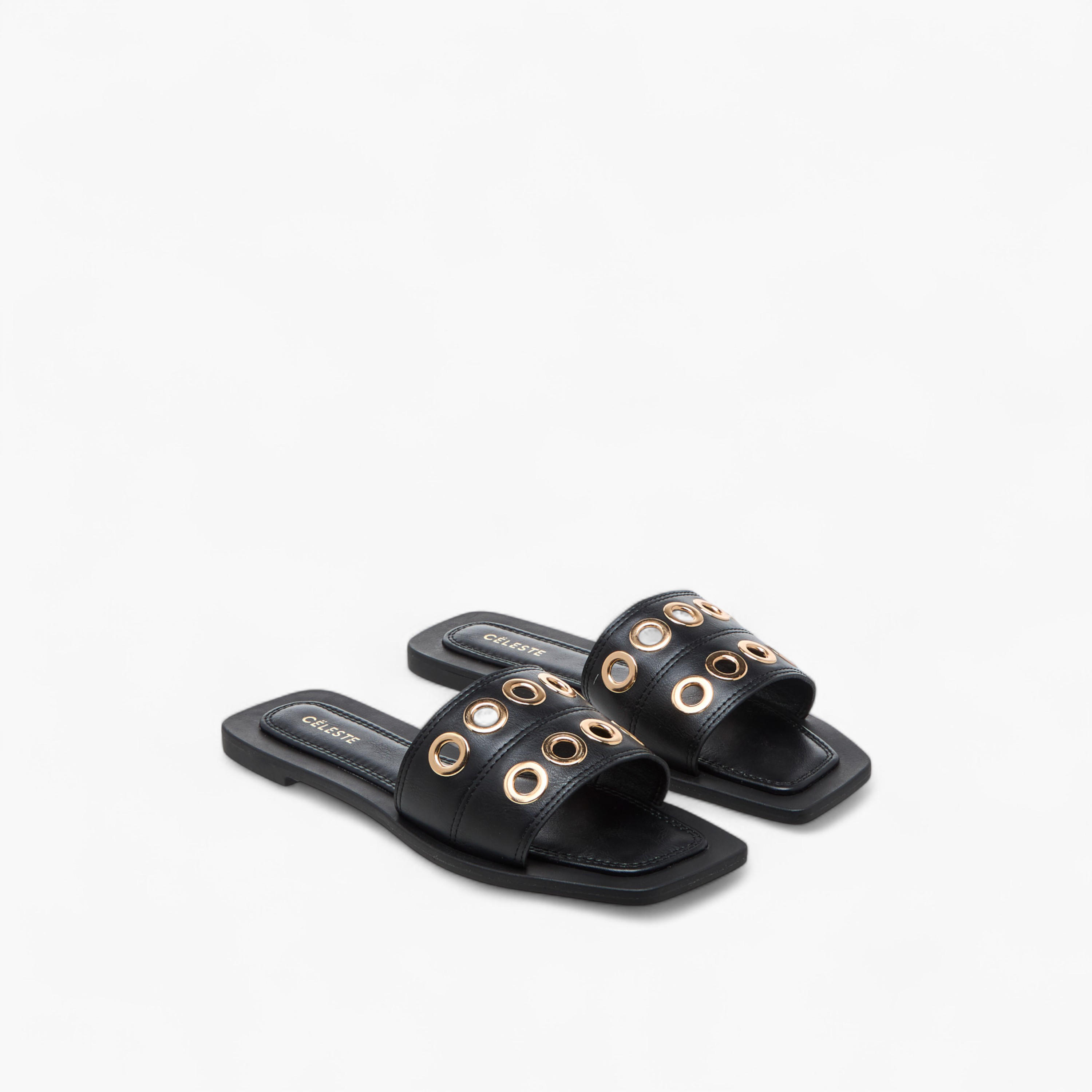 صندل سهل الارتداء بتفاصيل حلقات للنساء من سيليست - ZR606-women-shoes-flats-sandals-image-1