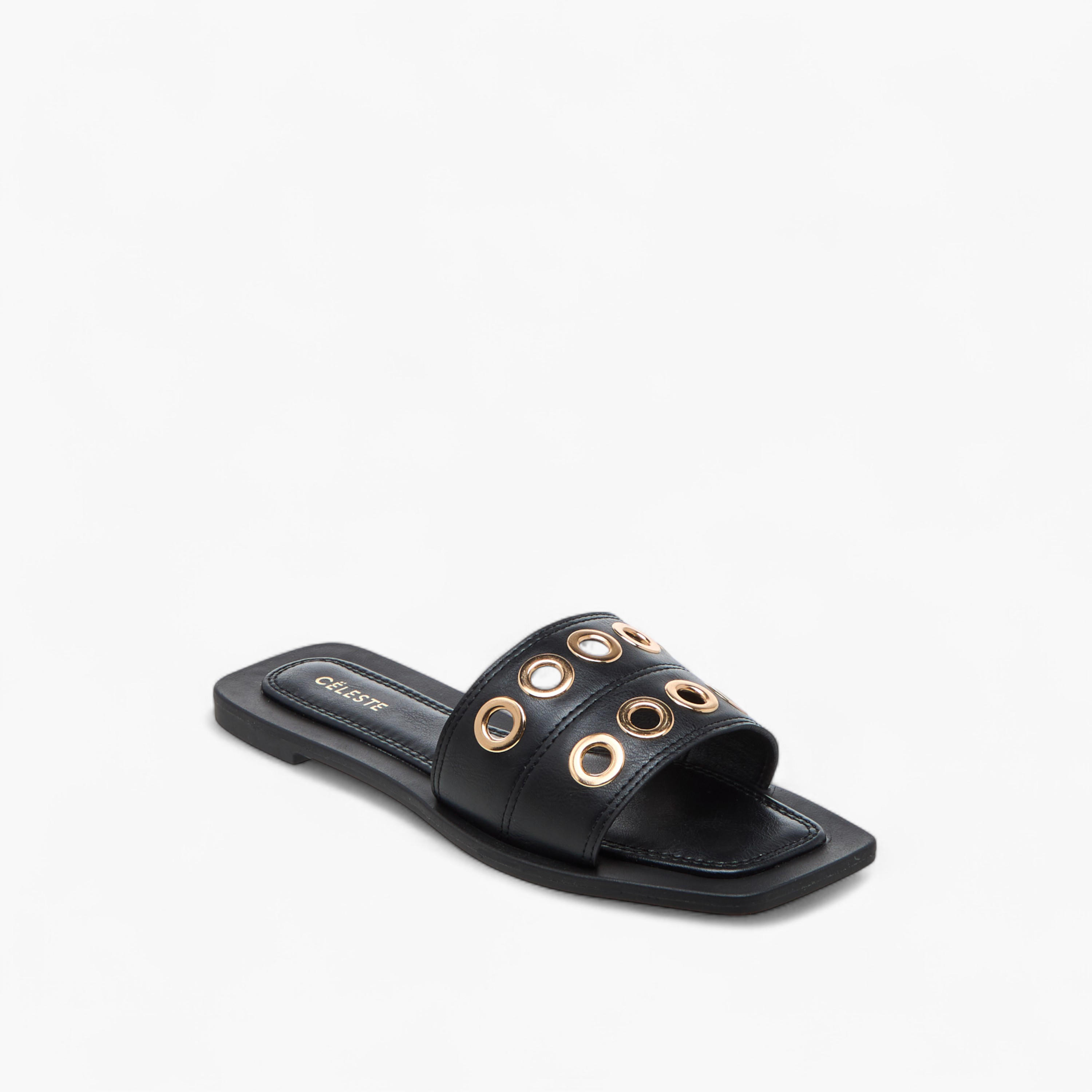 صندل سهل الارتداء بتفاصيل حلقات للنساء من سيليست - ZR606-women-shoes-flats-sandals-image-2