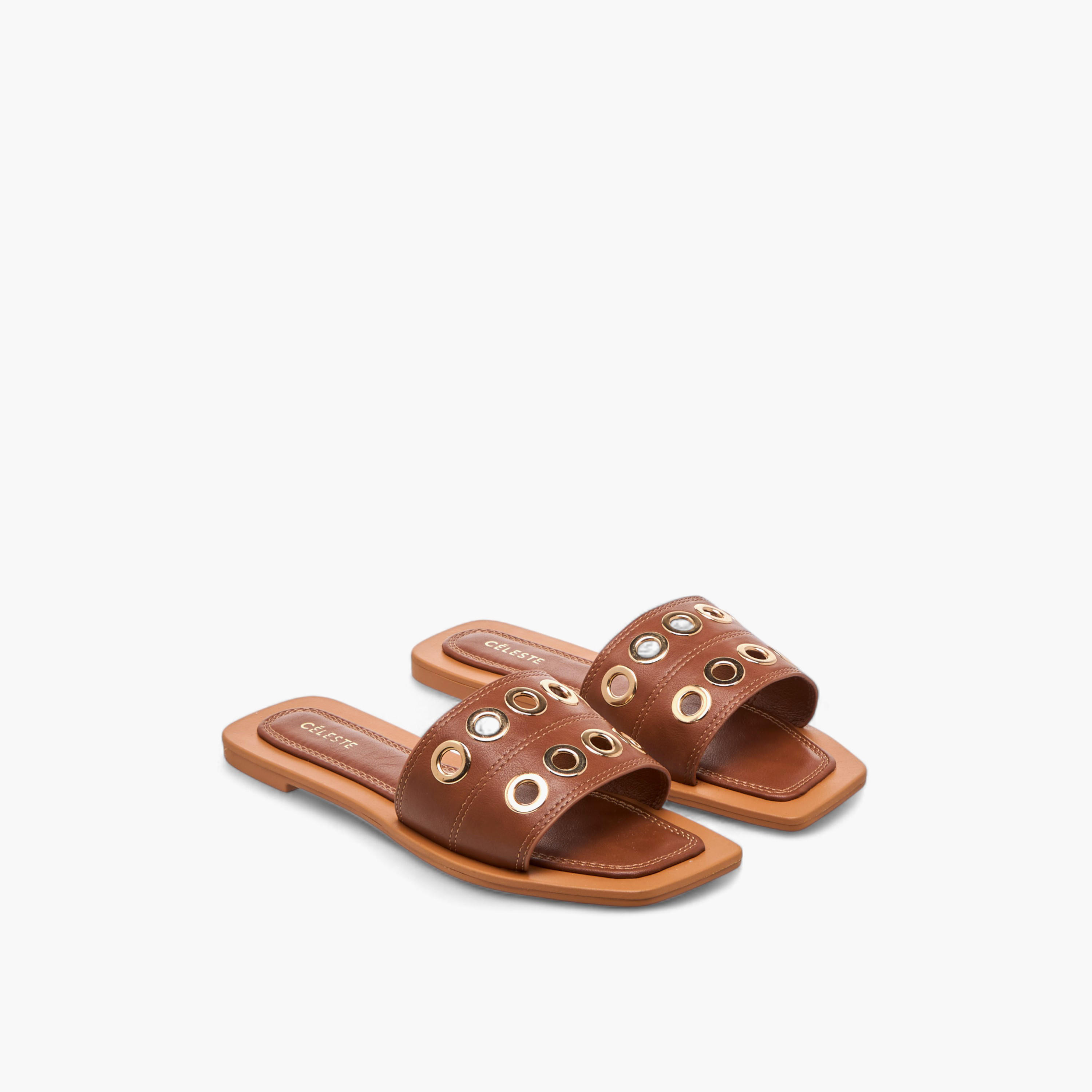 صندل سهل الارتداء بتفاصيل حلقات للنساء من سيليست - ZR606-women-shoes-flats-sandals-image-1