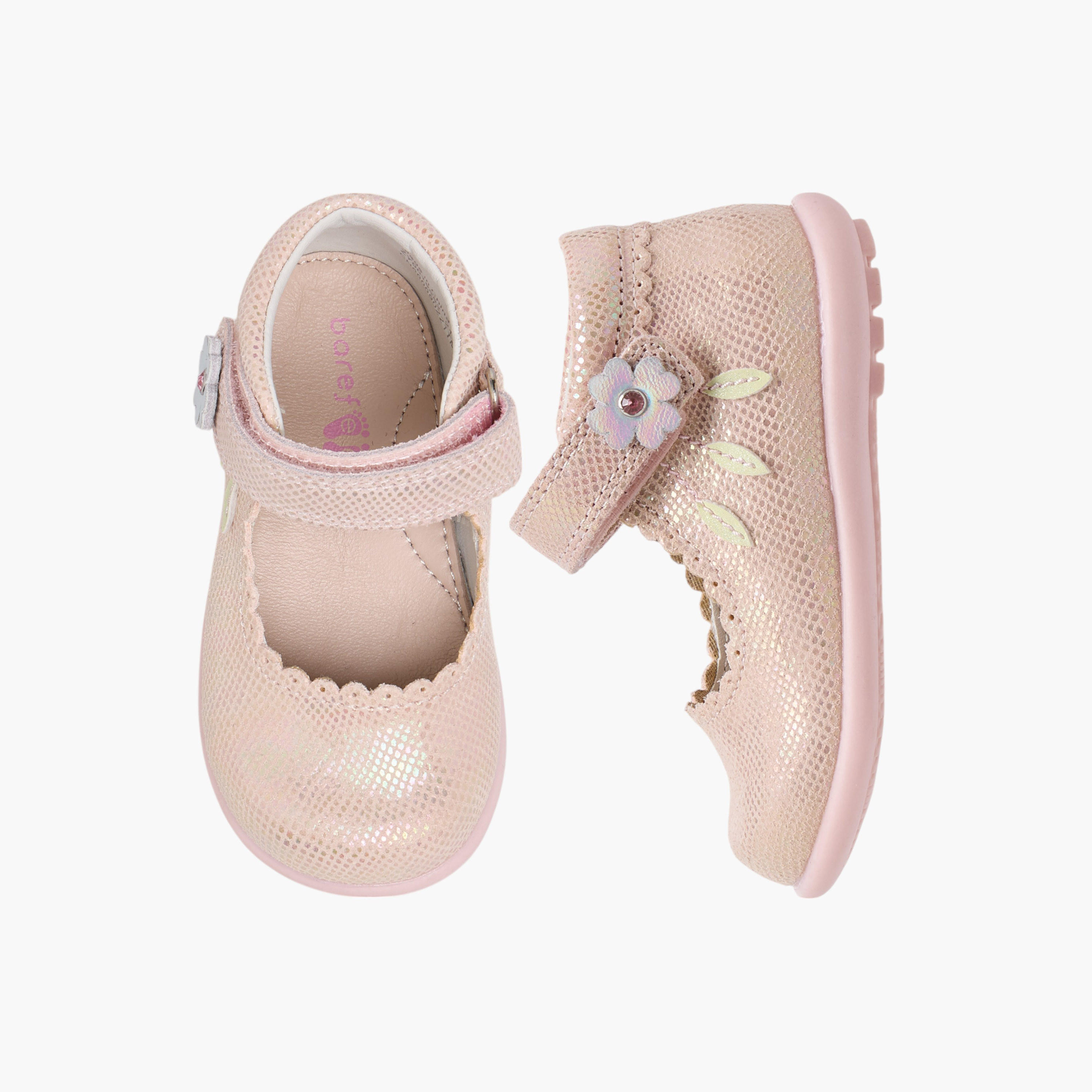 Barefeet Textured Mary Jane Shoes with Hook and Loop Closure-girls-shoes-maryjanes-image-1