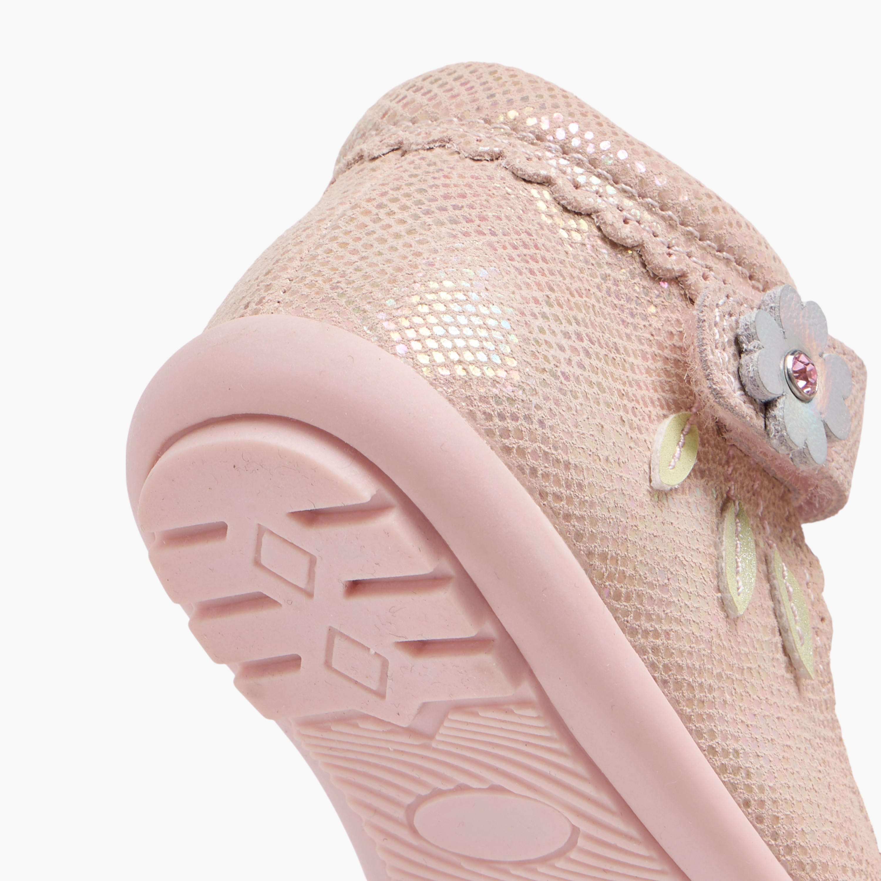 Barefeet Textured Mary Jane Shoes with Hook and Loop Closure-girls-shoes-maryjanes-image-5